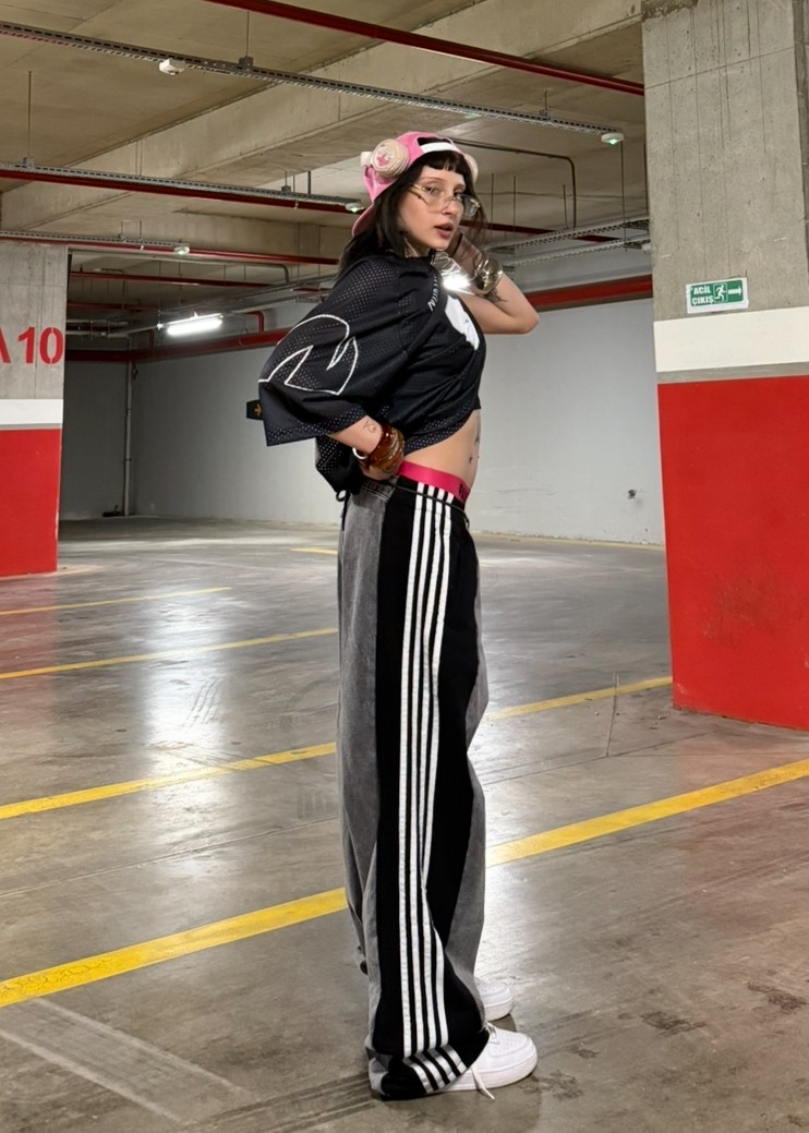 Unisex Şeritli Bol Pantolon 