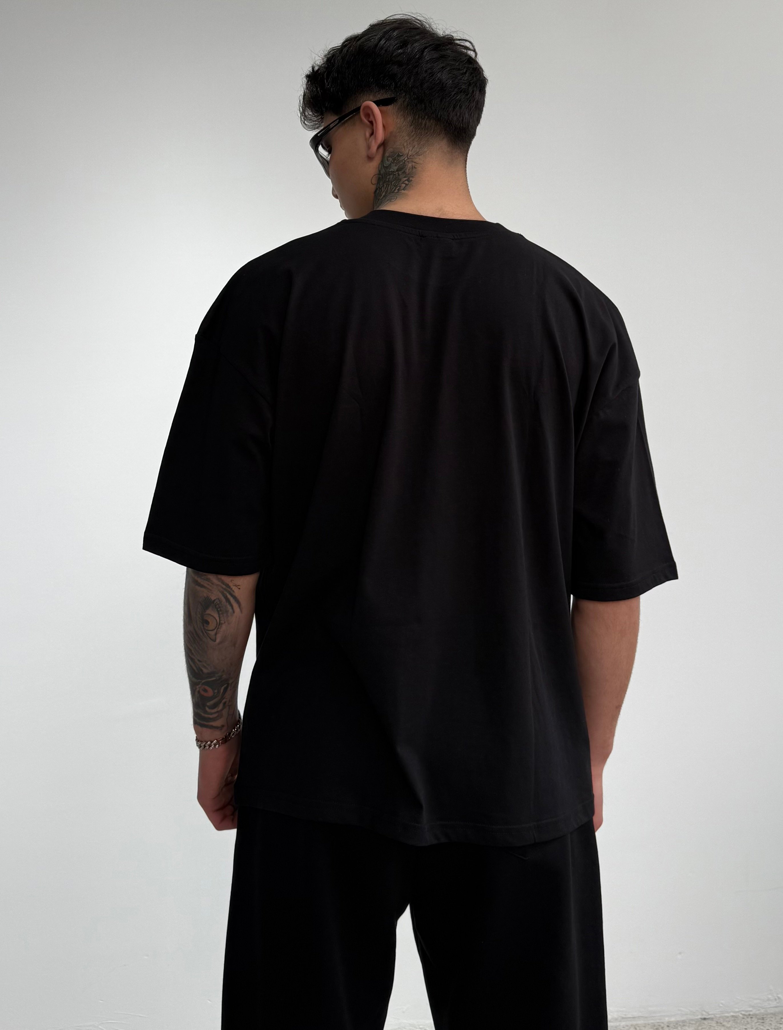 Face Baskılı Oversize Tişört