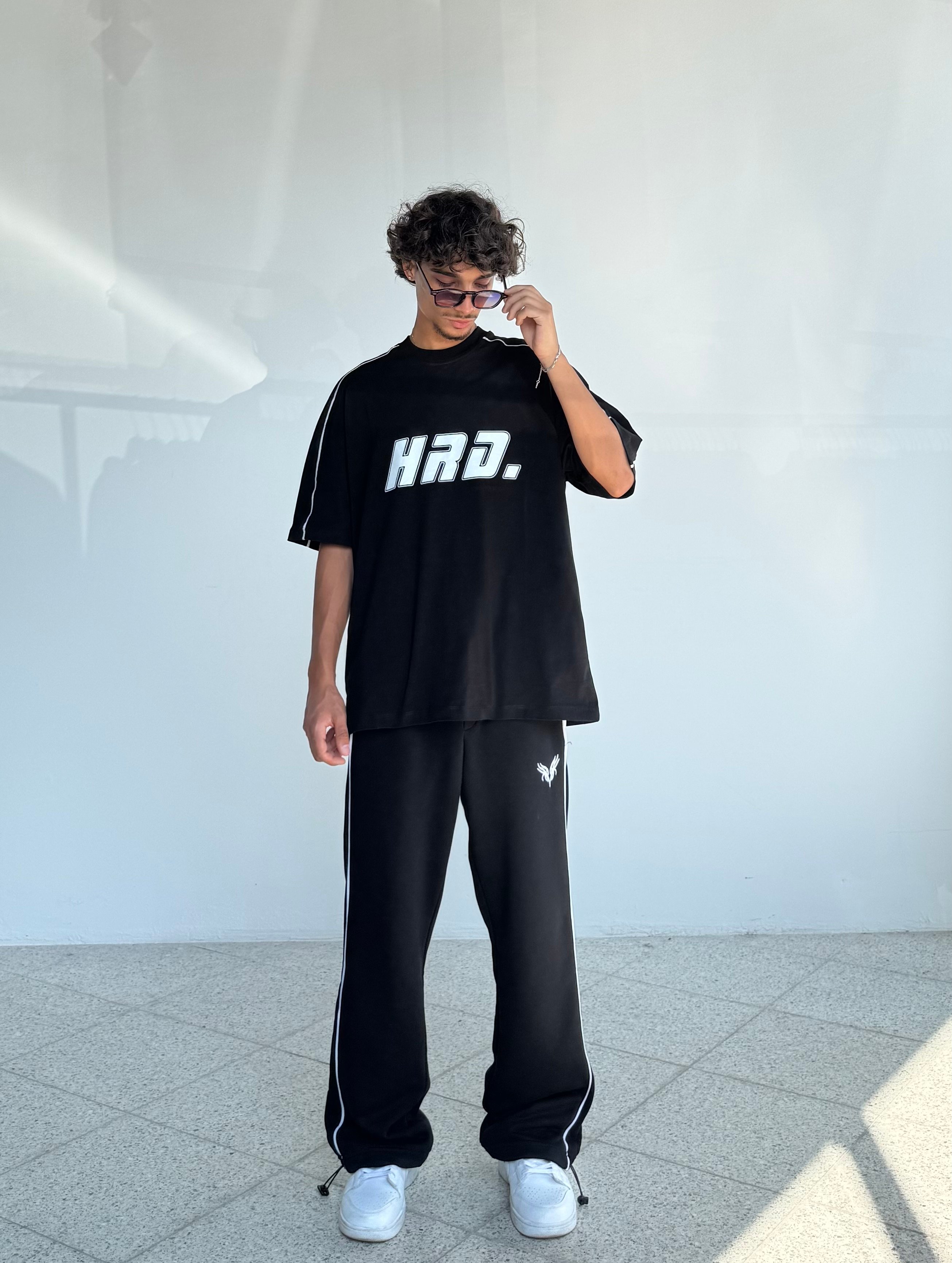 HRD Baskılı Biye Geçişli Oversize Tişört 