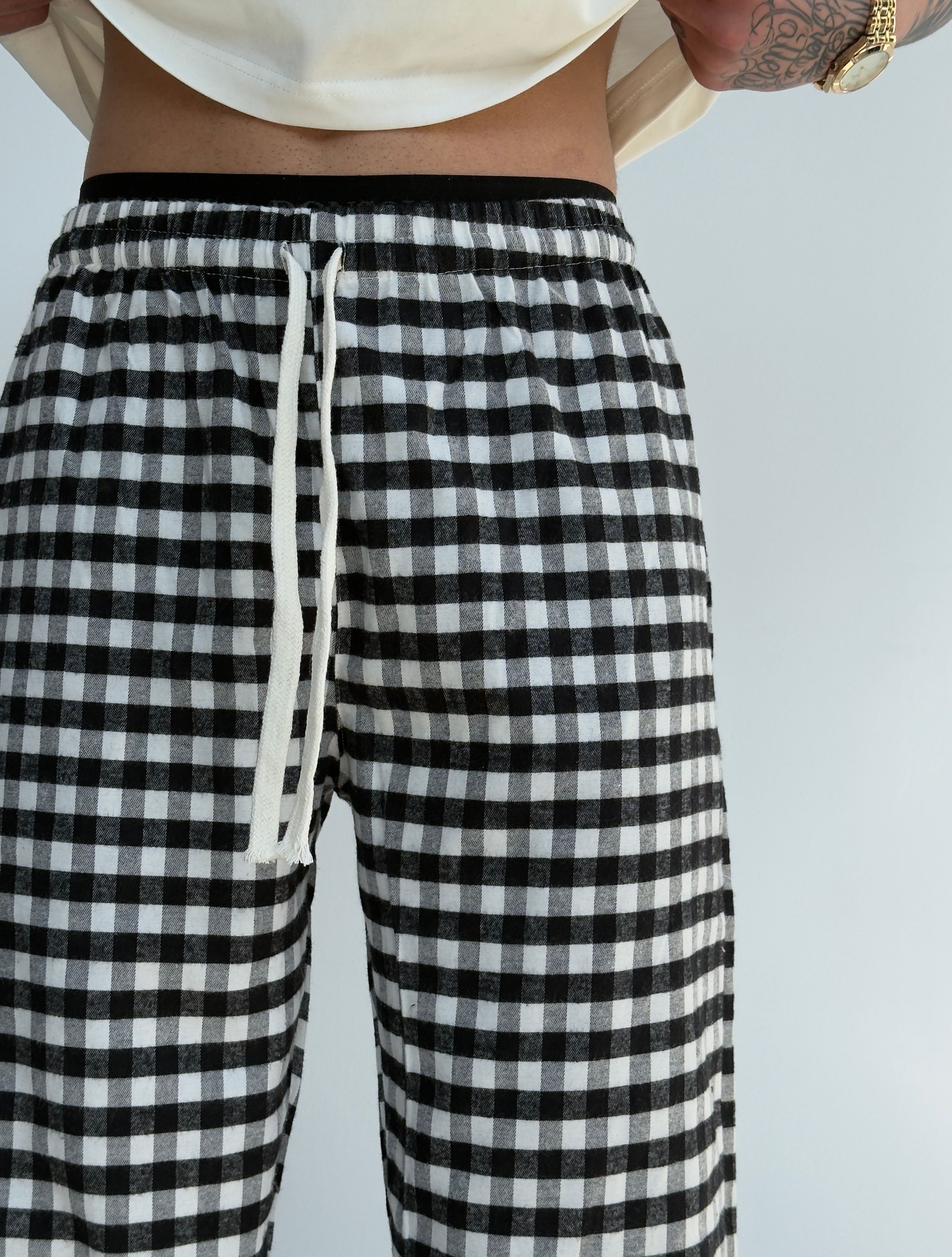 Yazlık İnce Kumaş Kareli Pijama Alt