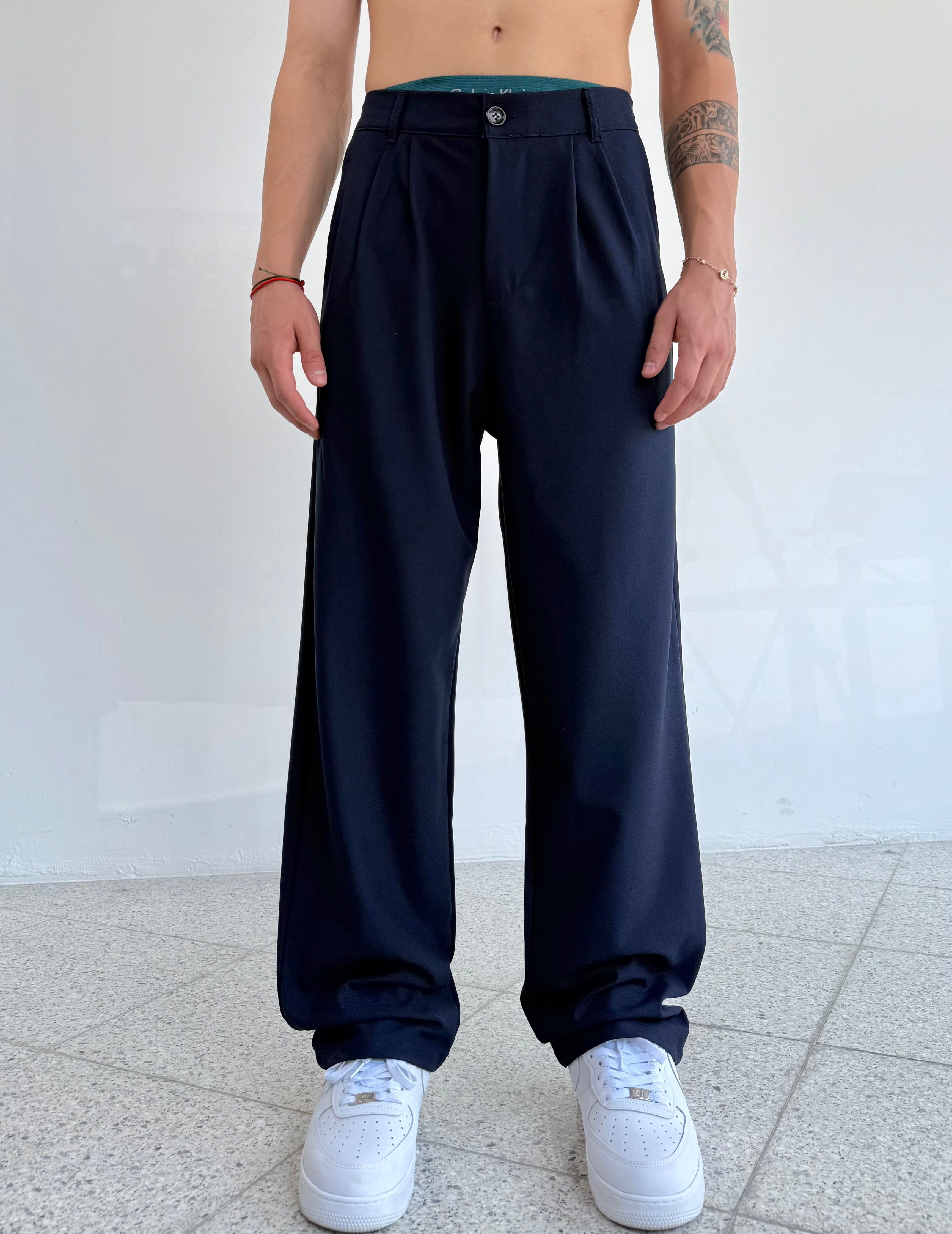 Baggy Kumaş Pantolon - lacivert