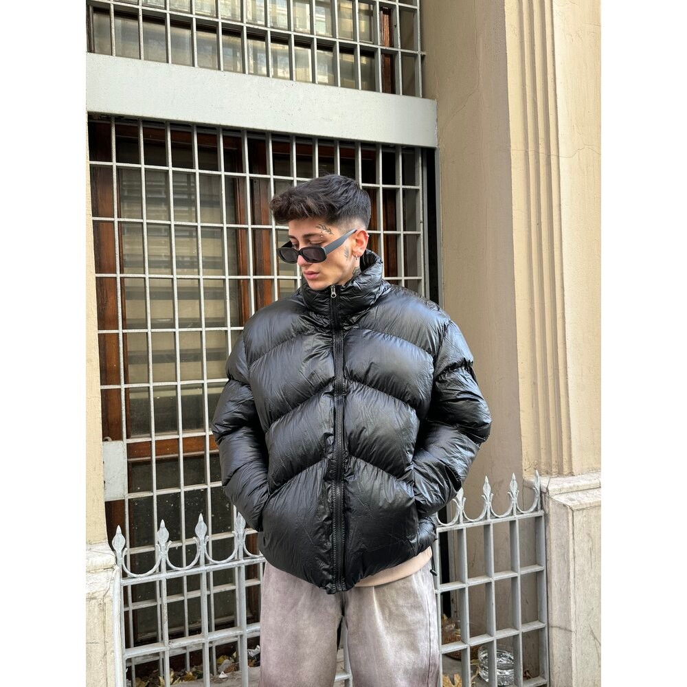 Oversize Premium Siyah Şişme Mont