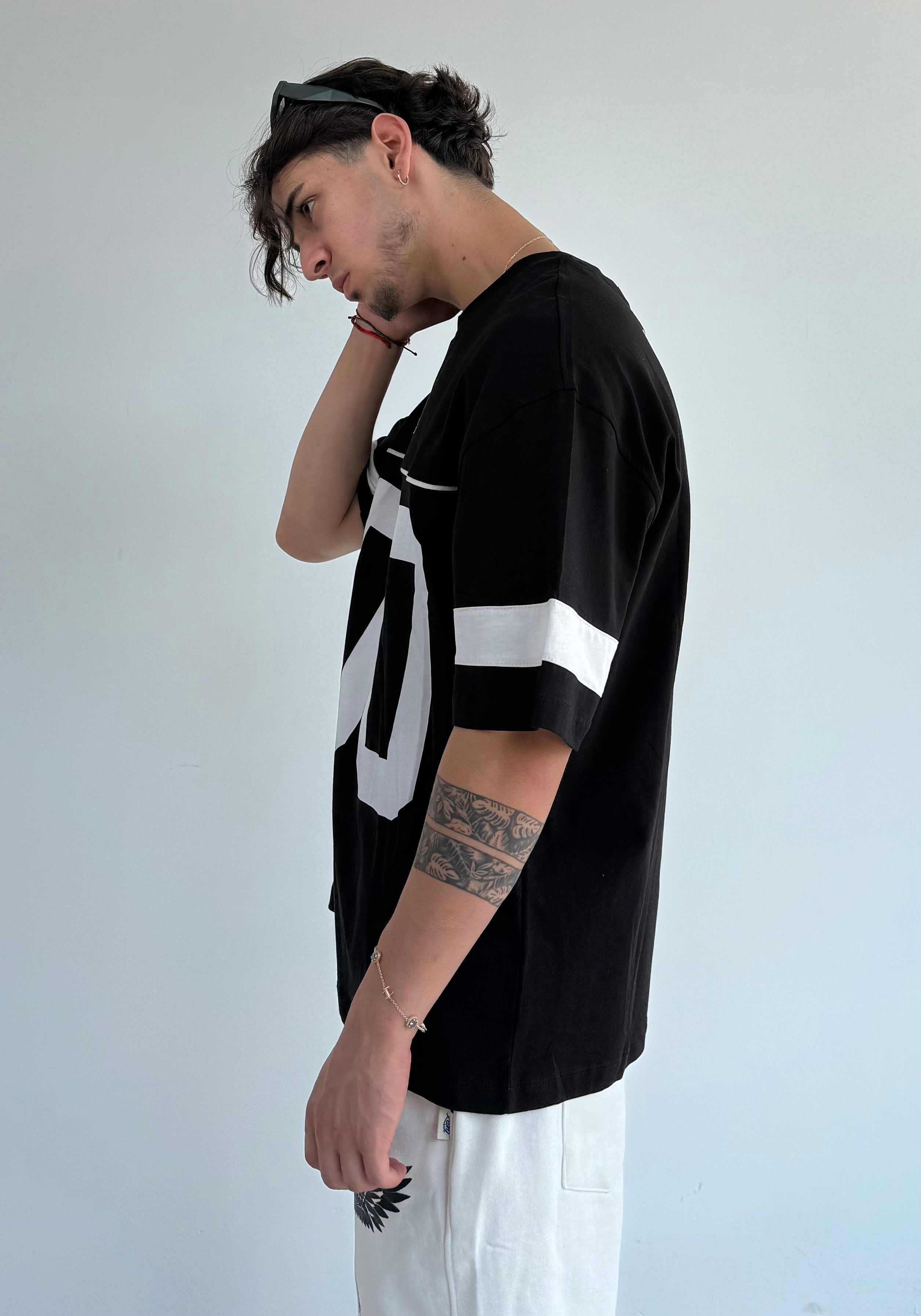 Baskılı Biye Geçişli Oversize Tişört