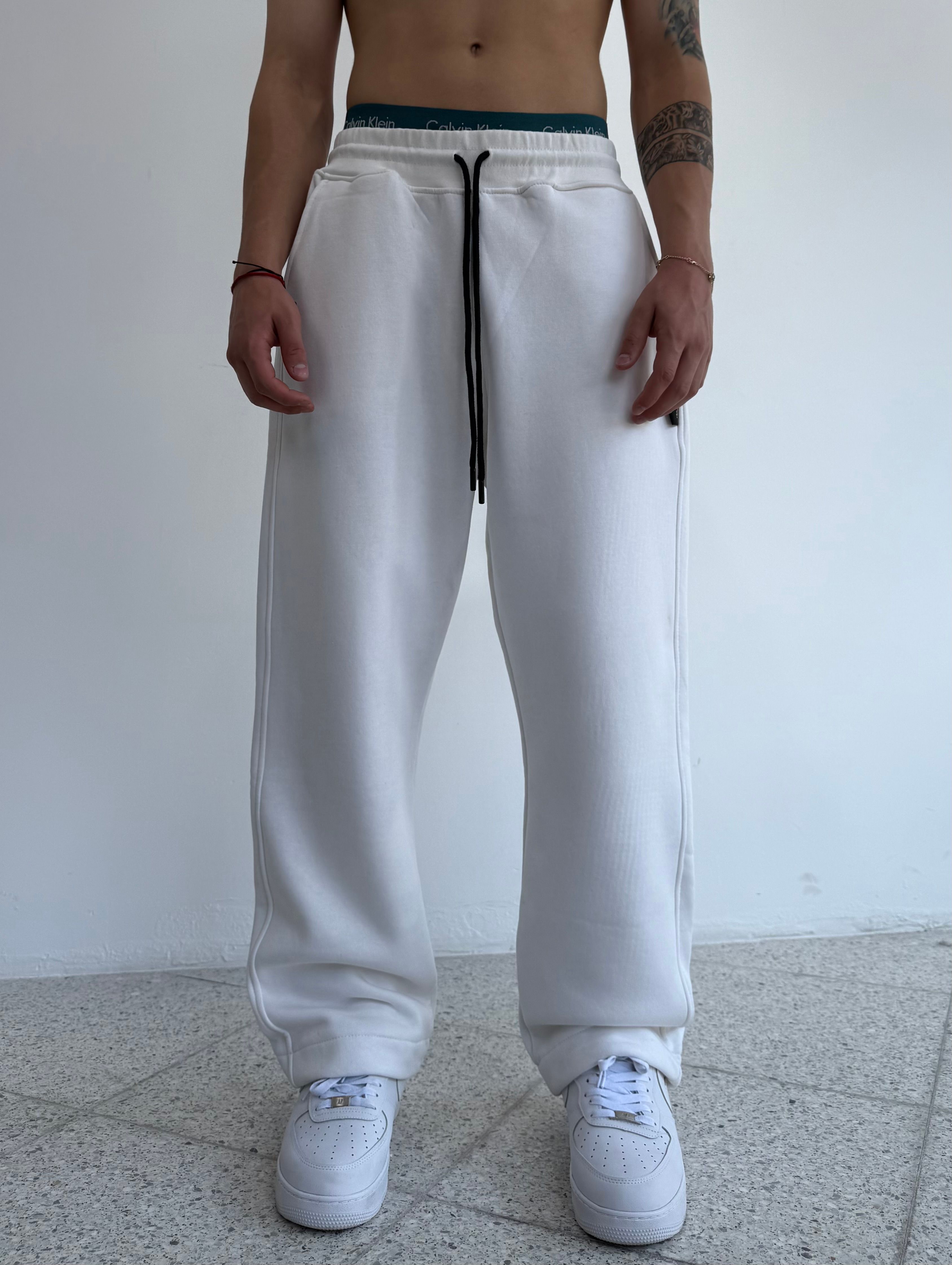 Kışlık Baggy Eşofman Altı  - Beyaz
