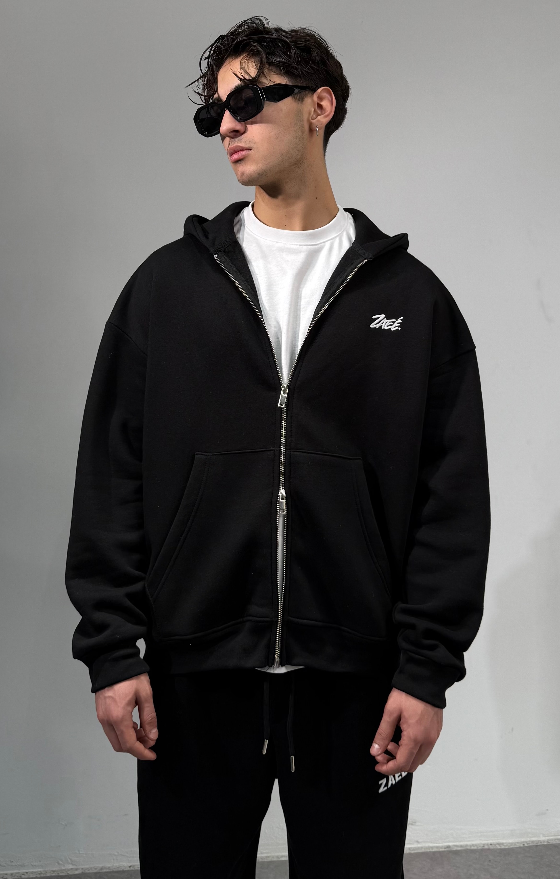 ZAEE Double Zipp Oversize Hoodie - Siyah