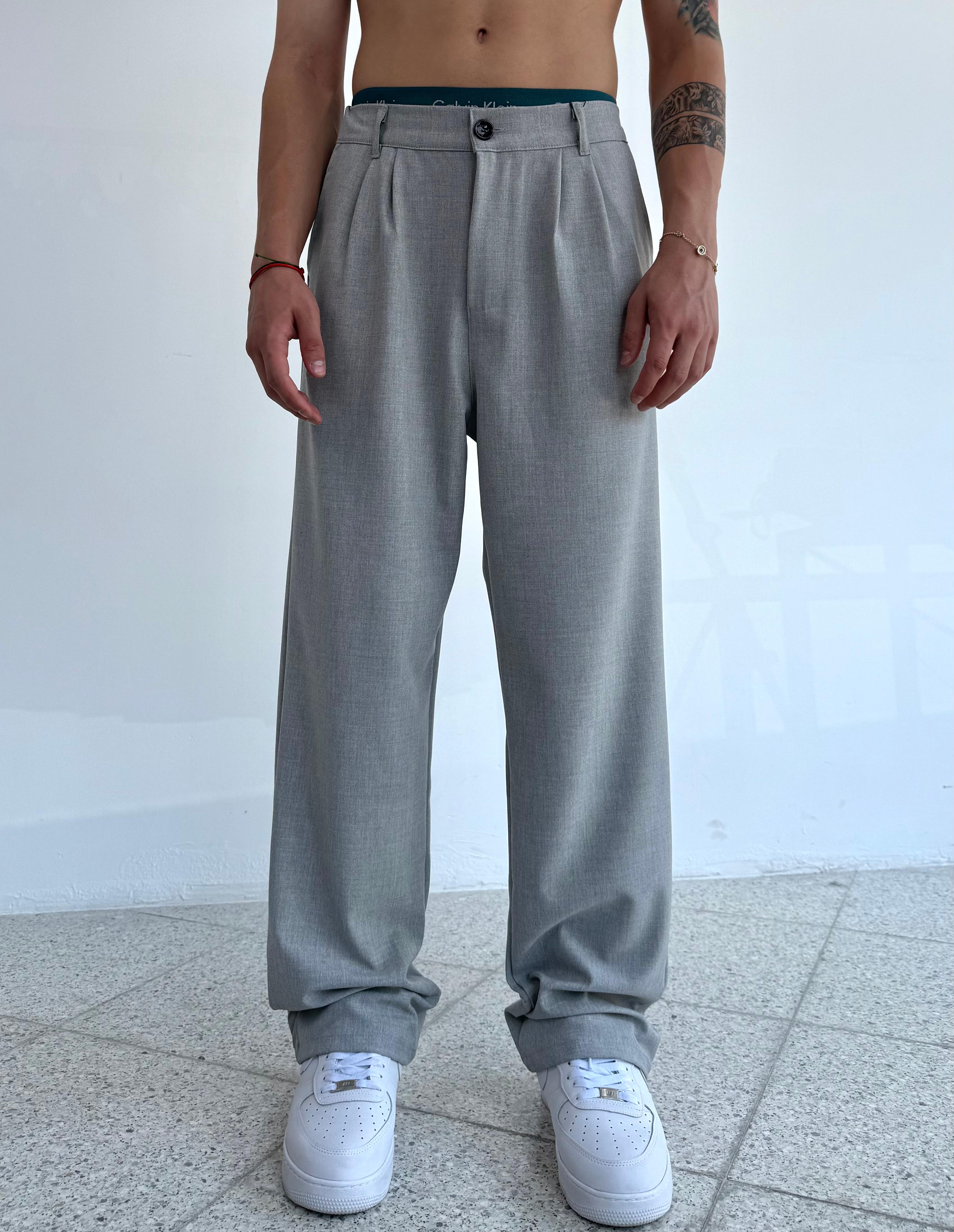 Baggy Kumaş Pantolon - Gri