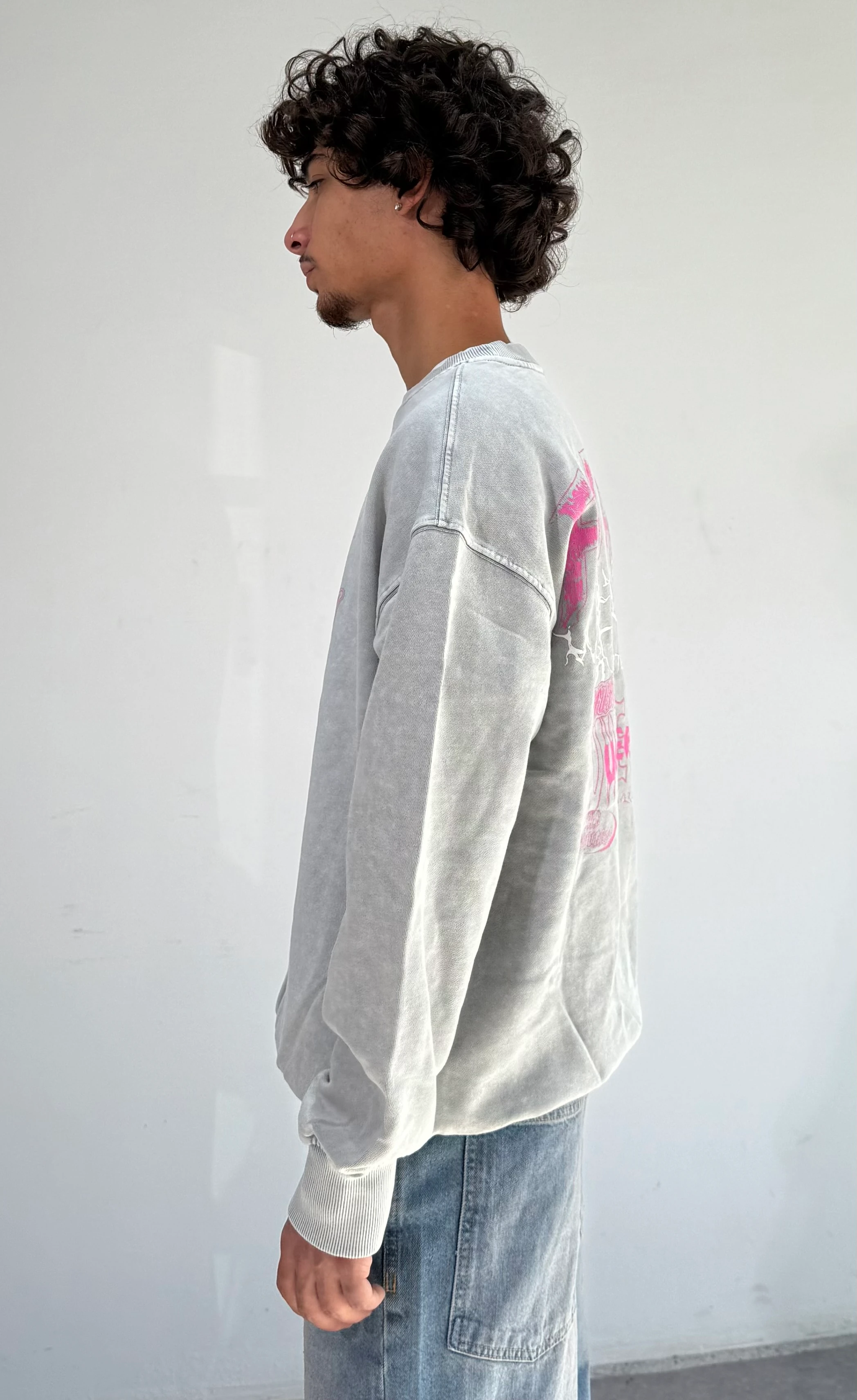 Yıkamalı Future Baskılı Oversize Sweat