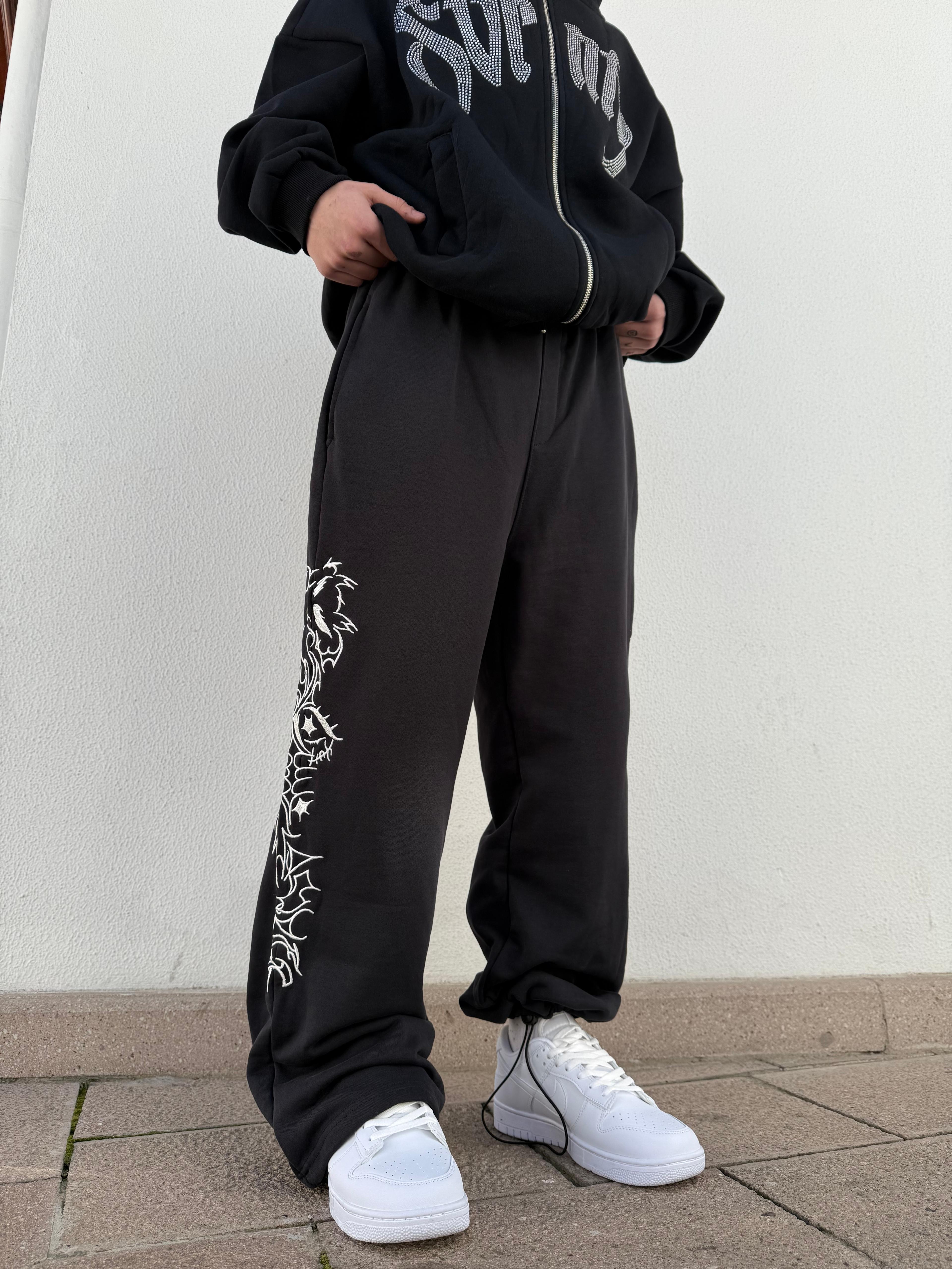 Nakışlı Ayarlanabilir Paça Premium  Baggy Eşofman Altı