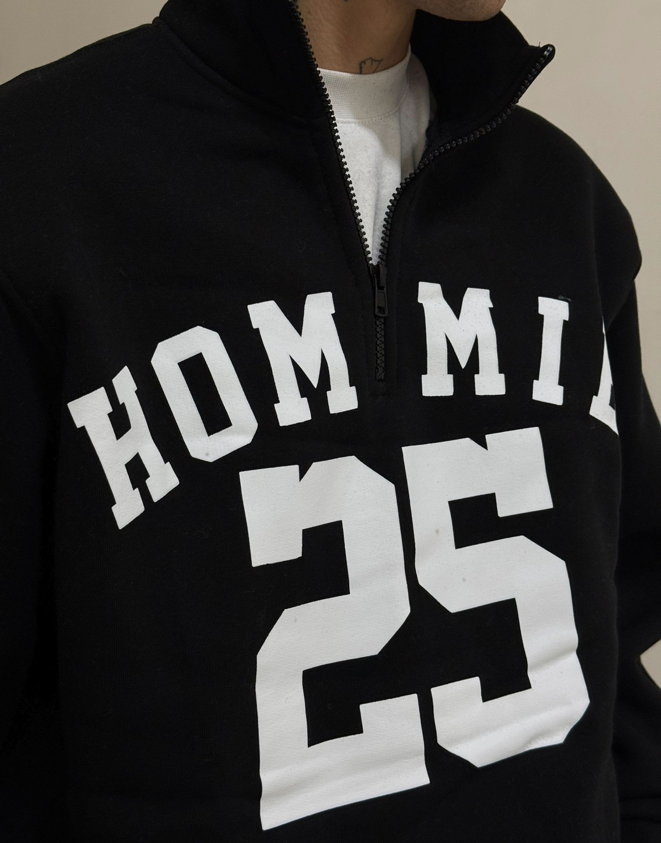 HM 25 Baskılı Half Zipp Sweat