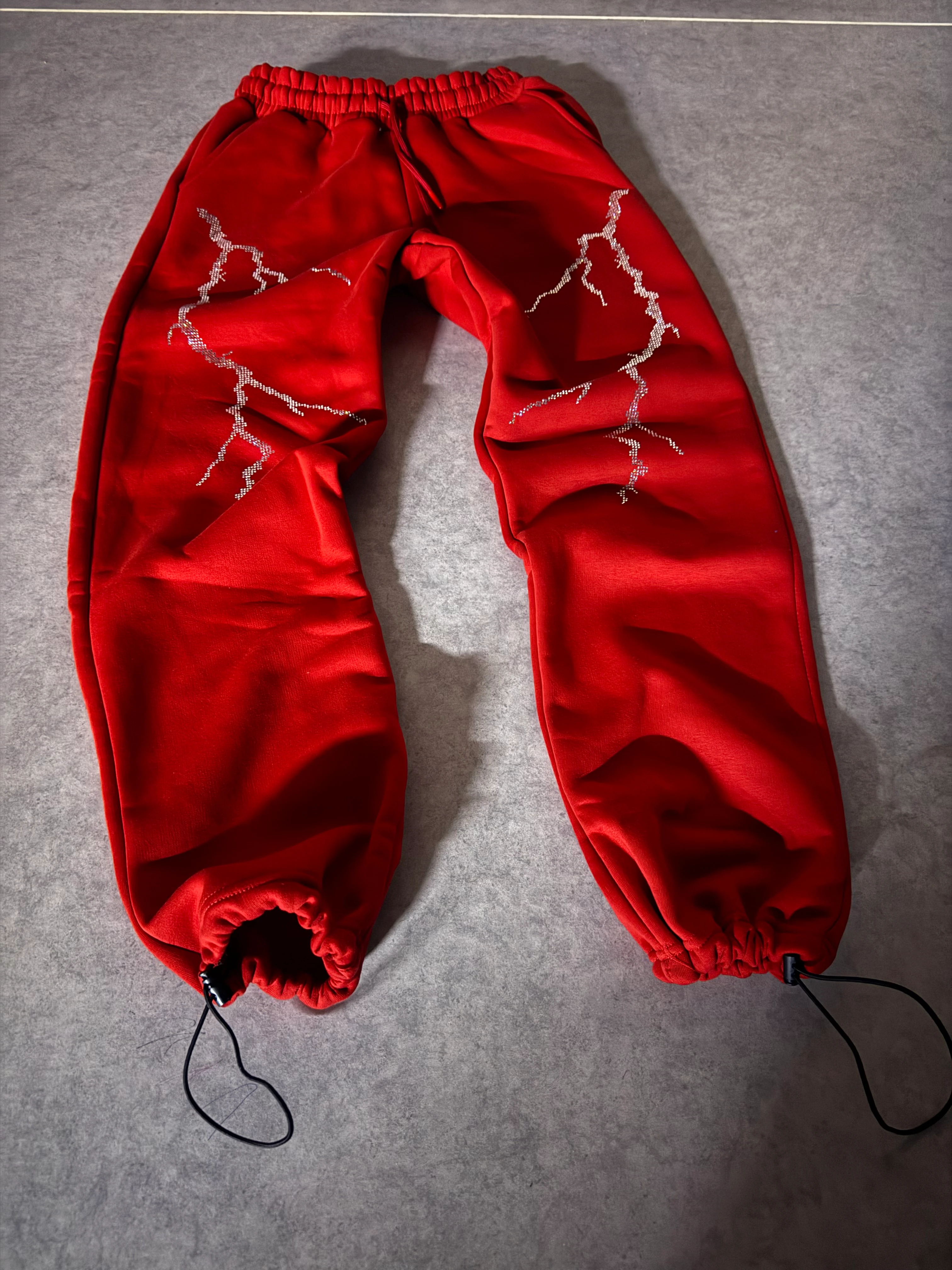 Kışlık Yıldırımlı Taşlı ayarlanabilir Paça Baggy Eşofman Altı 