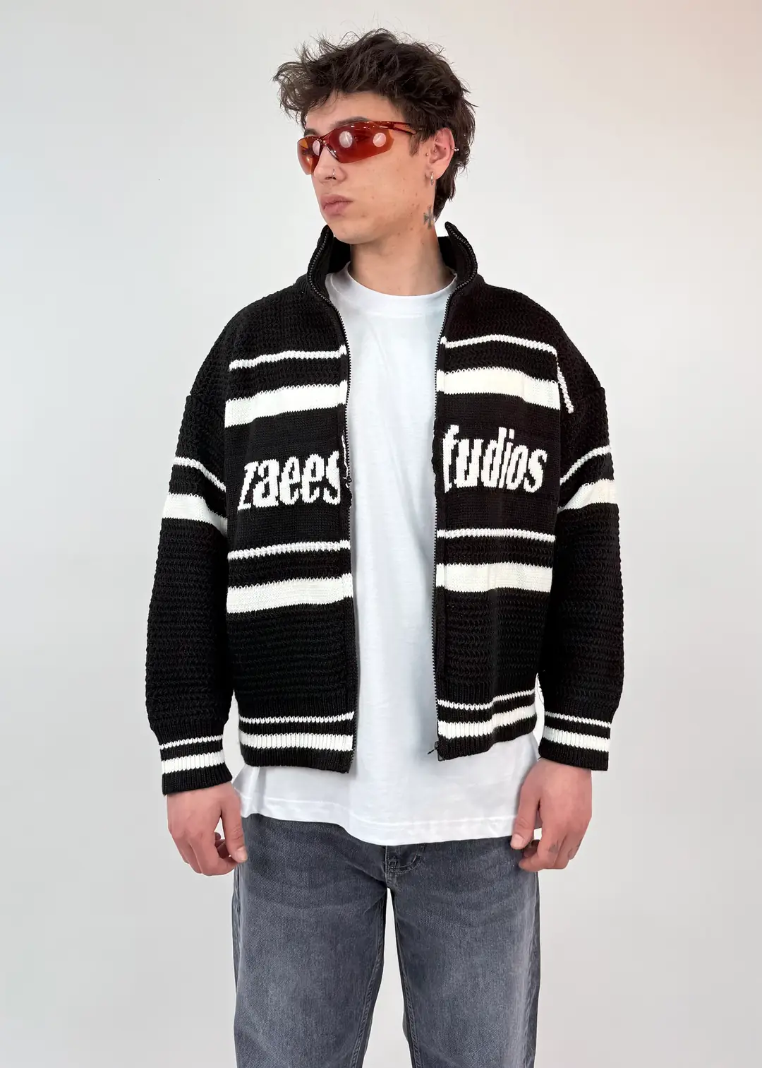 【美品】Her lip to Muriel Stripe Knit Jacket Studio Stripe Knit Crop Boy Triko Ceket
