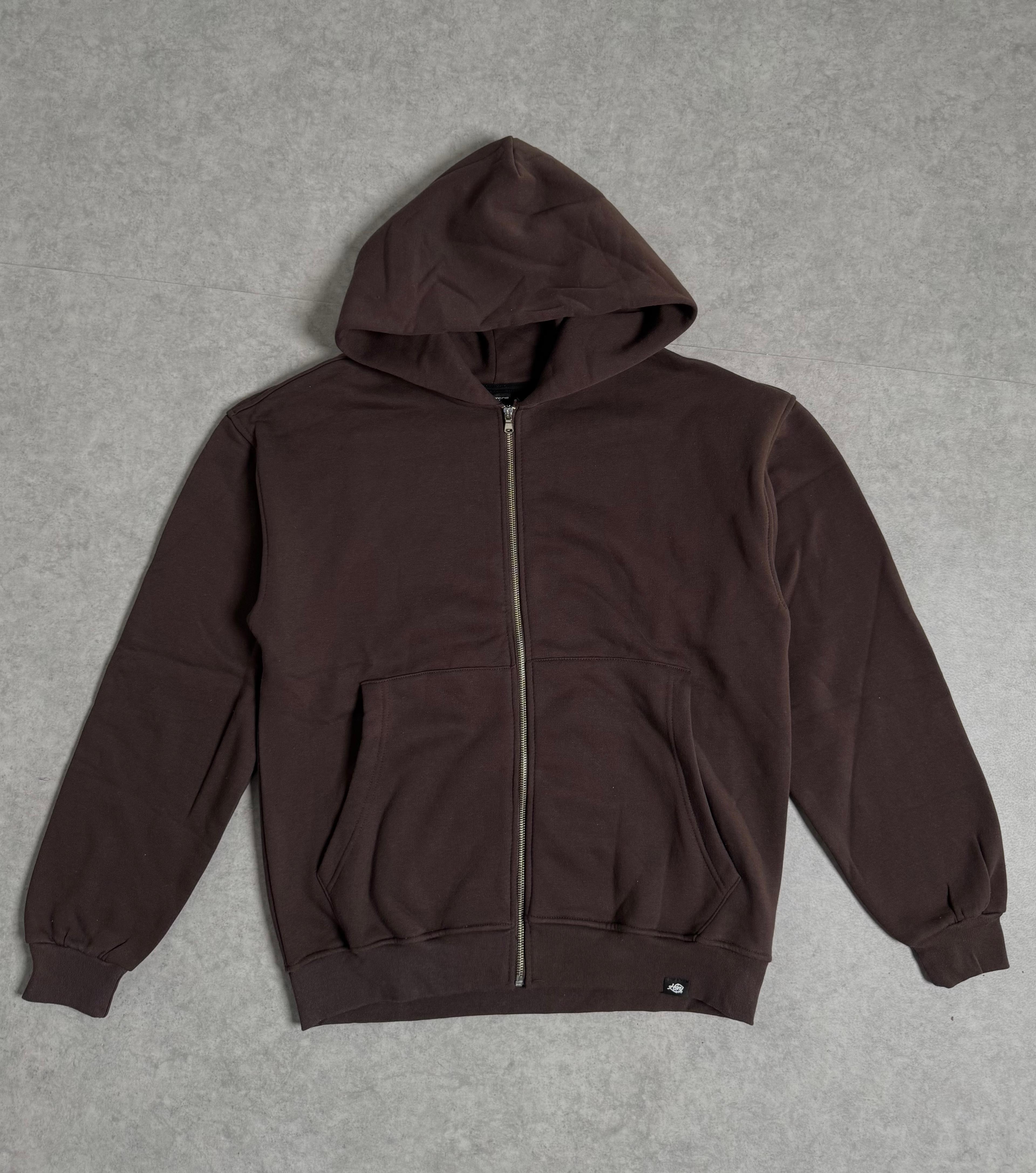 Basic Zipp Hoodie  - Kahve