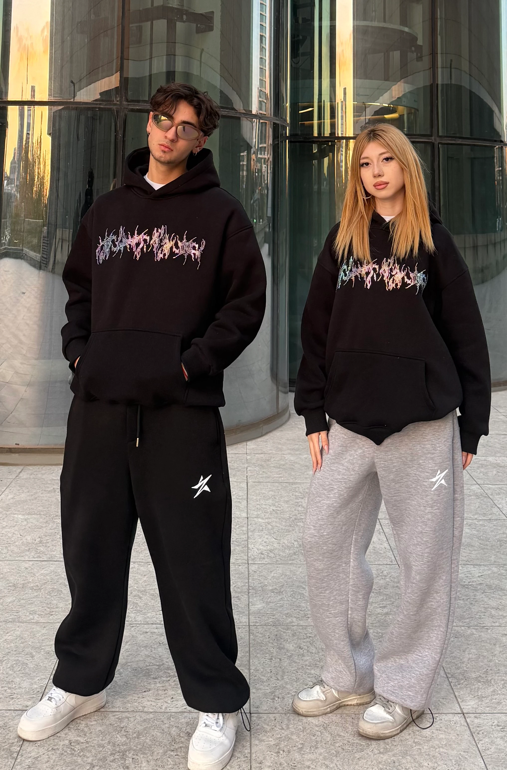 Kışlık STAR Nakışlı Ayarlanabilir Paça Baggy Eşofman Altı