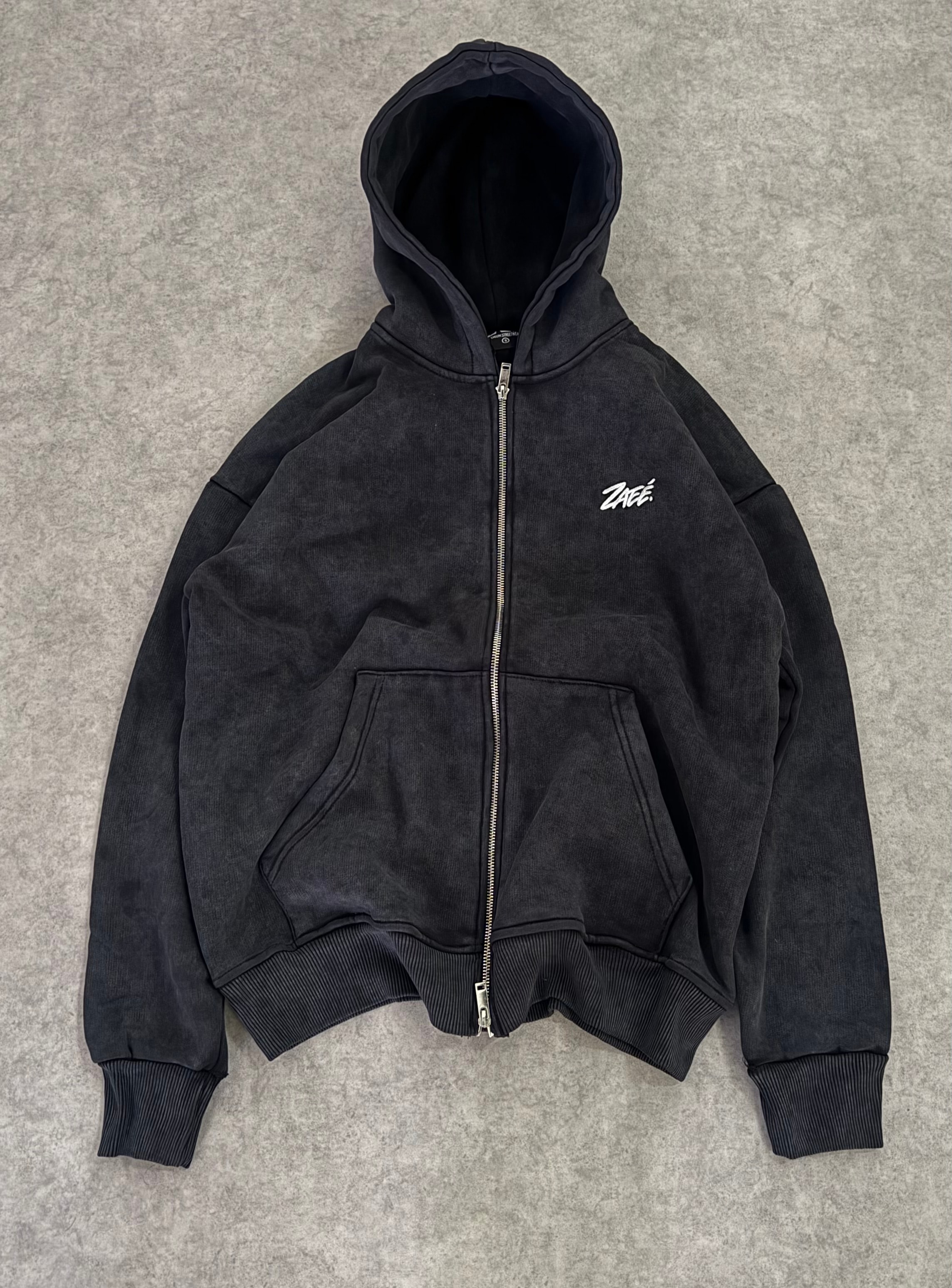ZAEE Double Zipp Oversize Hoodie - Yıkamalı Antrasit