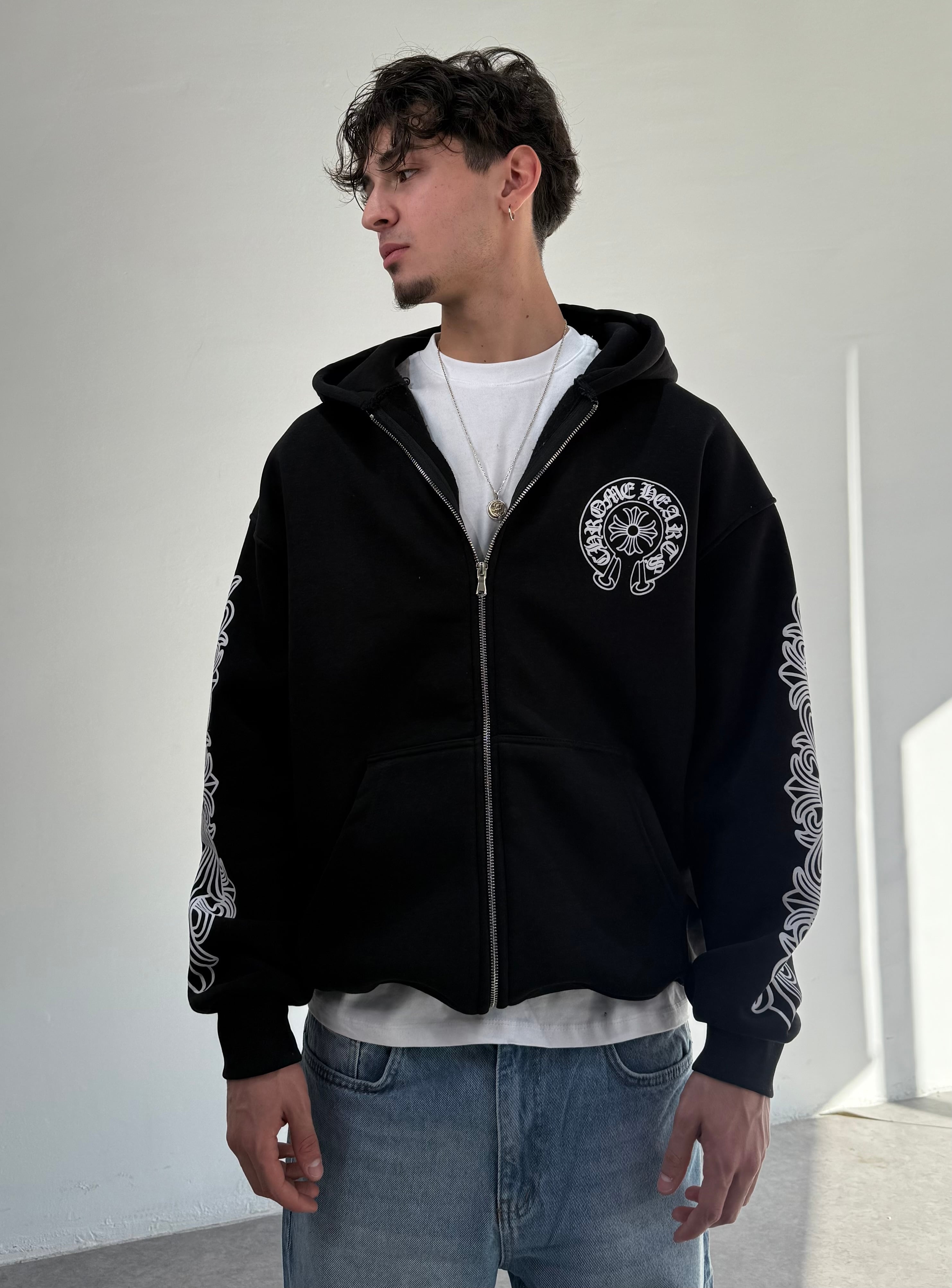 c. Baskılı Oversize Fermuarlı Sweatshirt