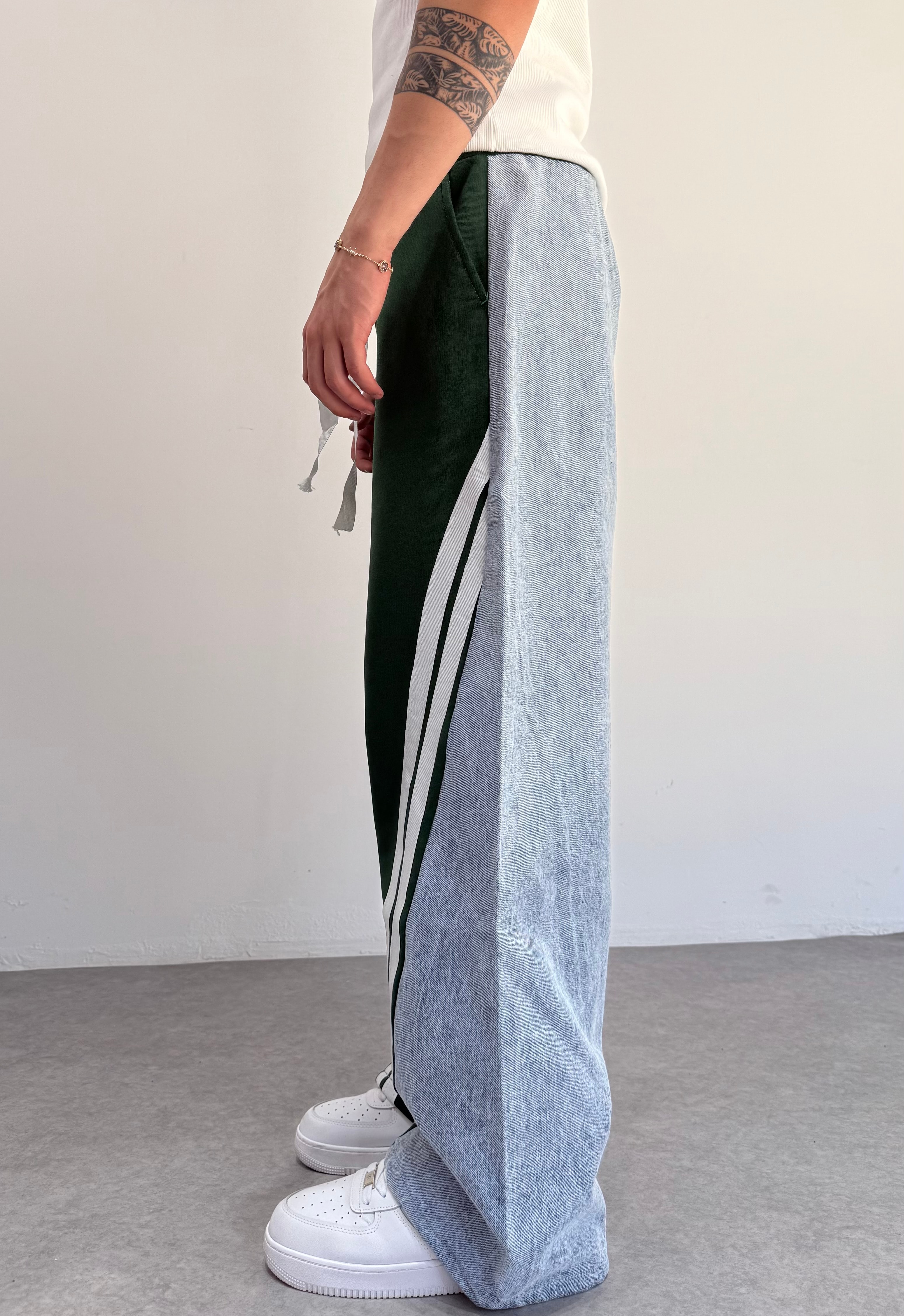 Unisex Şeritli Bol Pantolon 