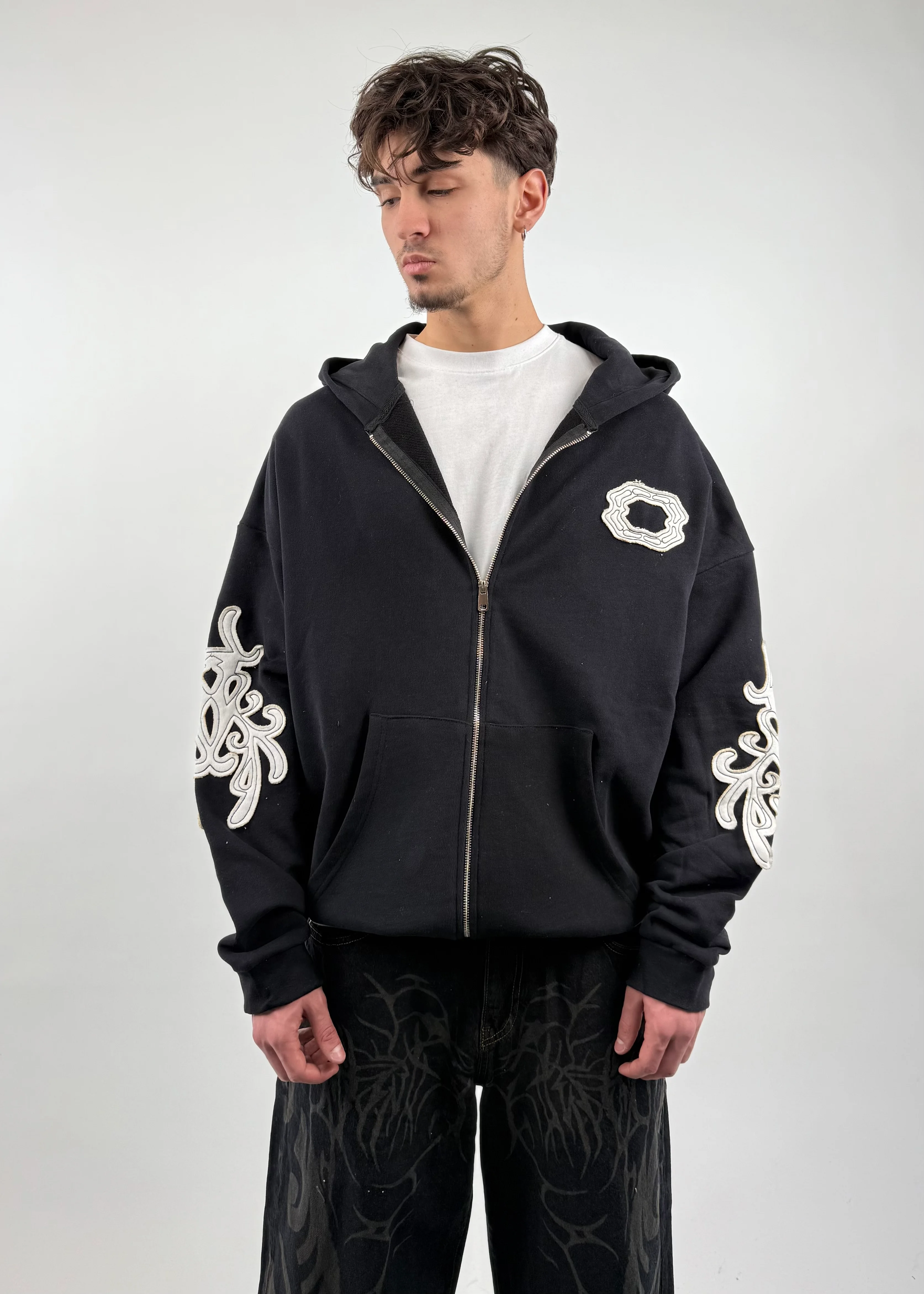 くるみ PCH Nakışlı Oversize Zipp Hoodie