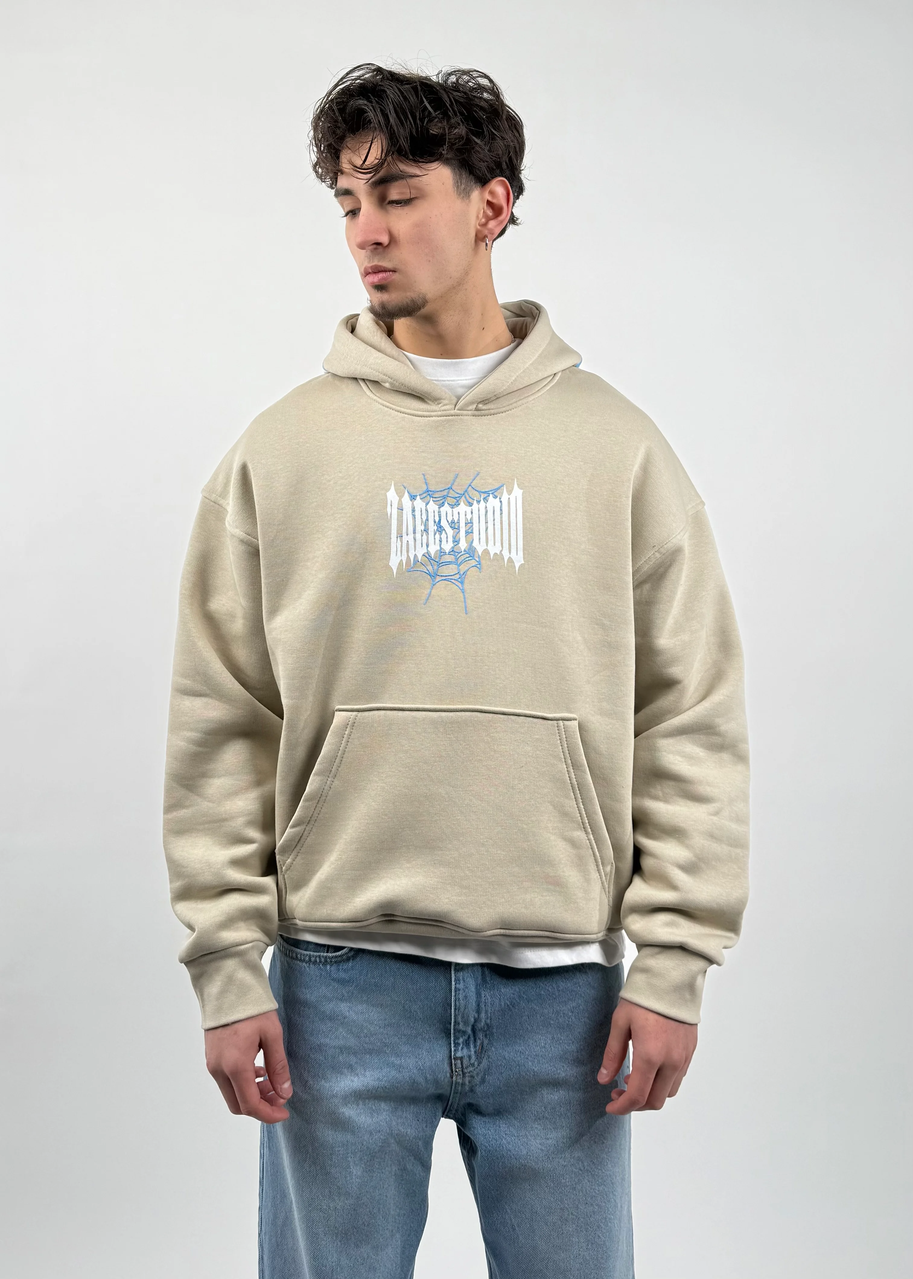 Spider Baskılı Oversize Hoodie