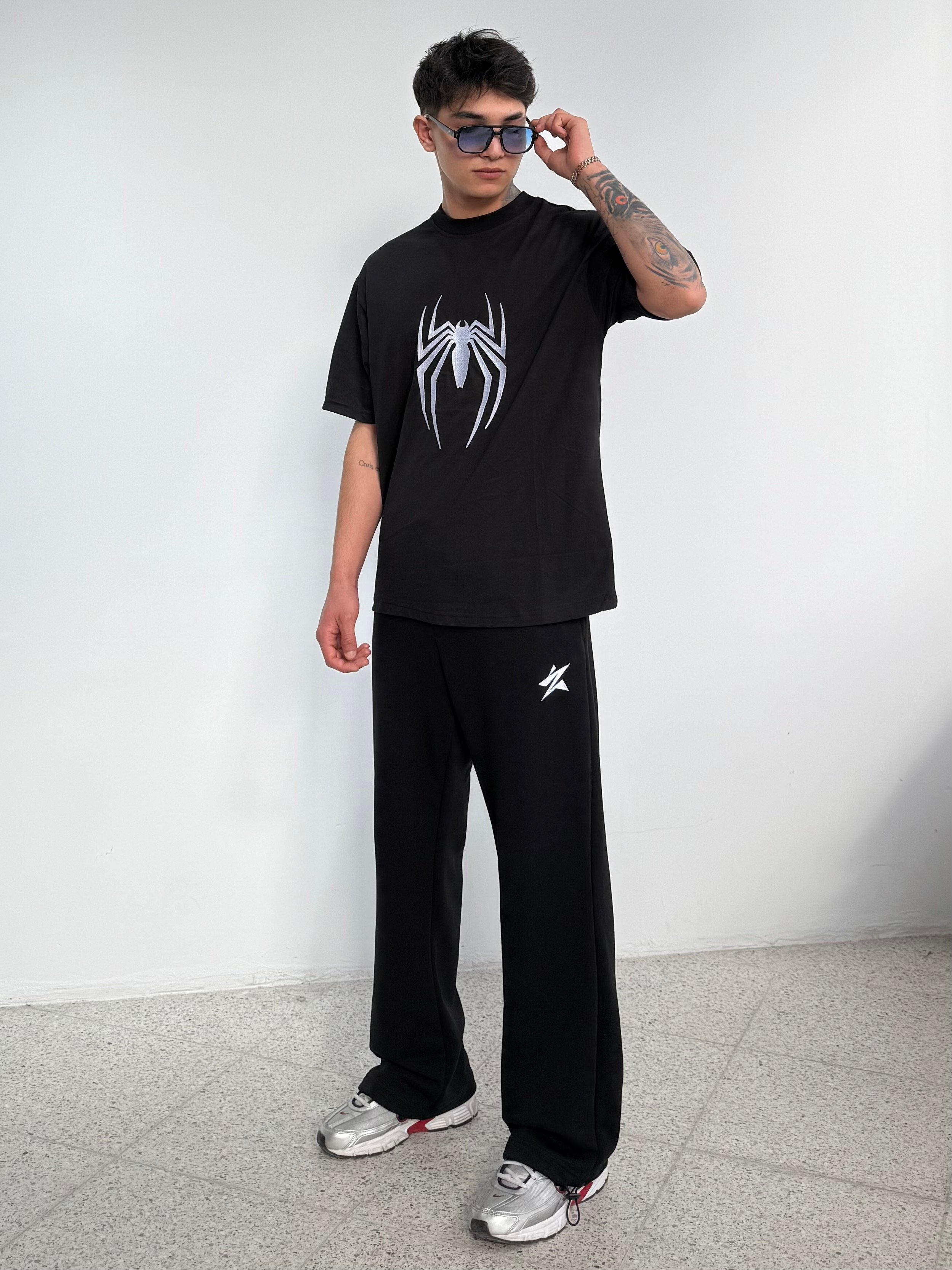 Spider Nakışlı Oversize Tişört