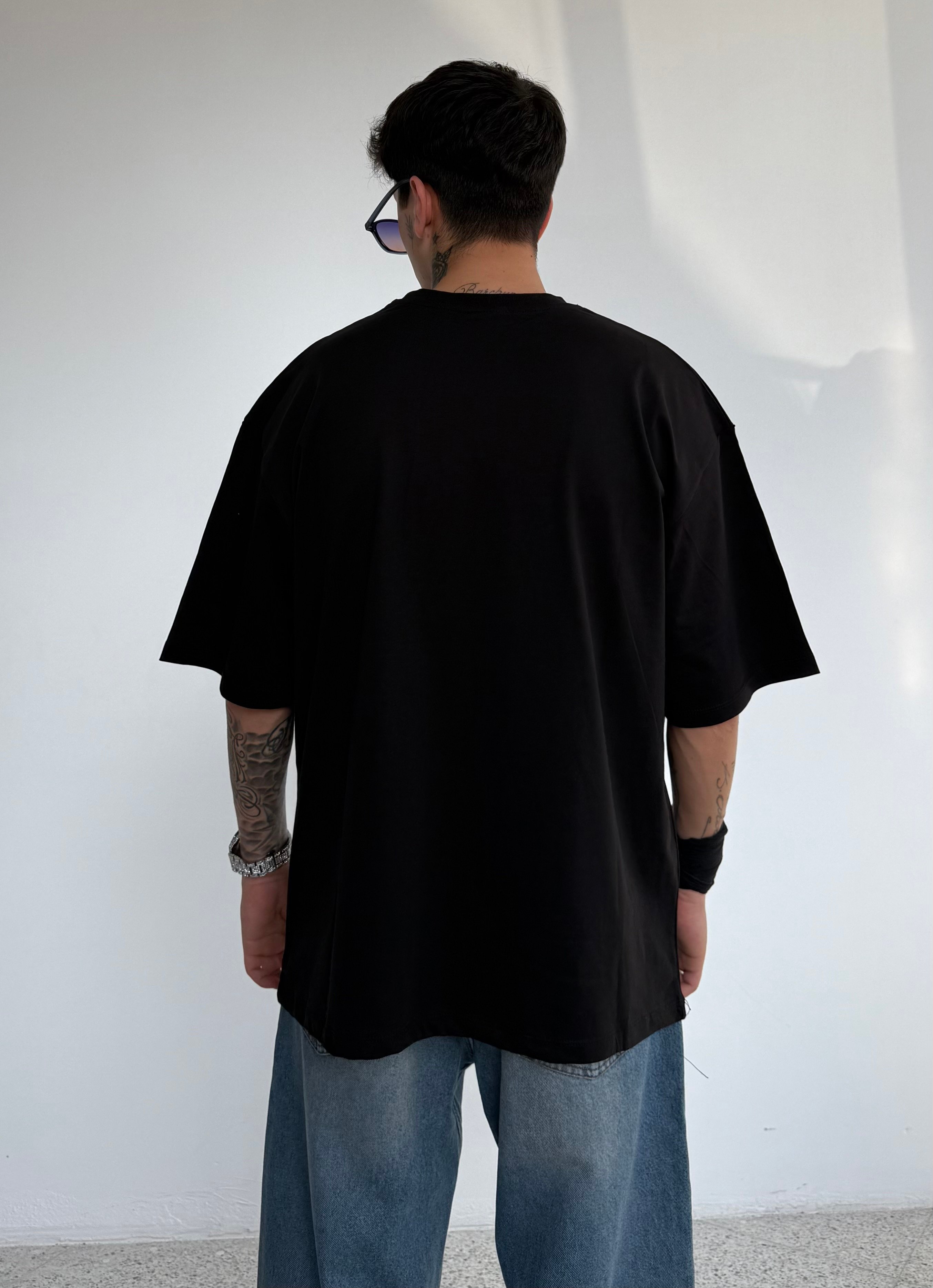 İnce kumaş Orta Oversize Kalıp Pamuklu Basic Tişört