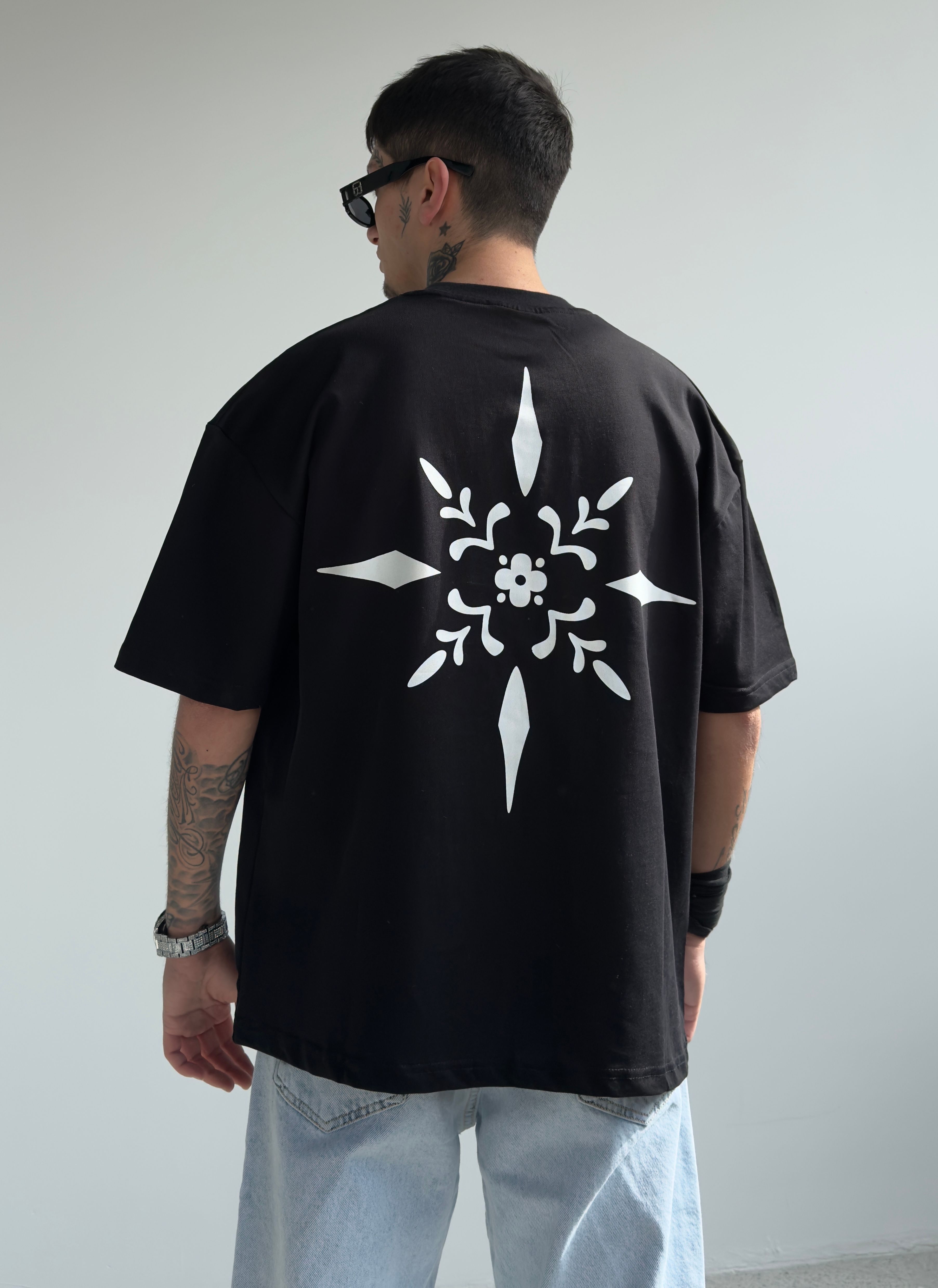 Star Baskılı Oversize Tişört