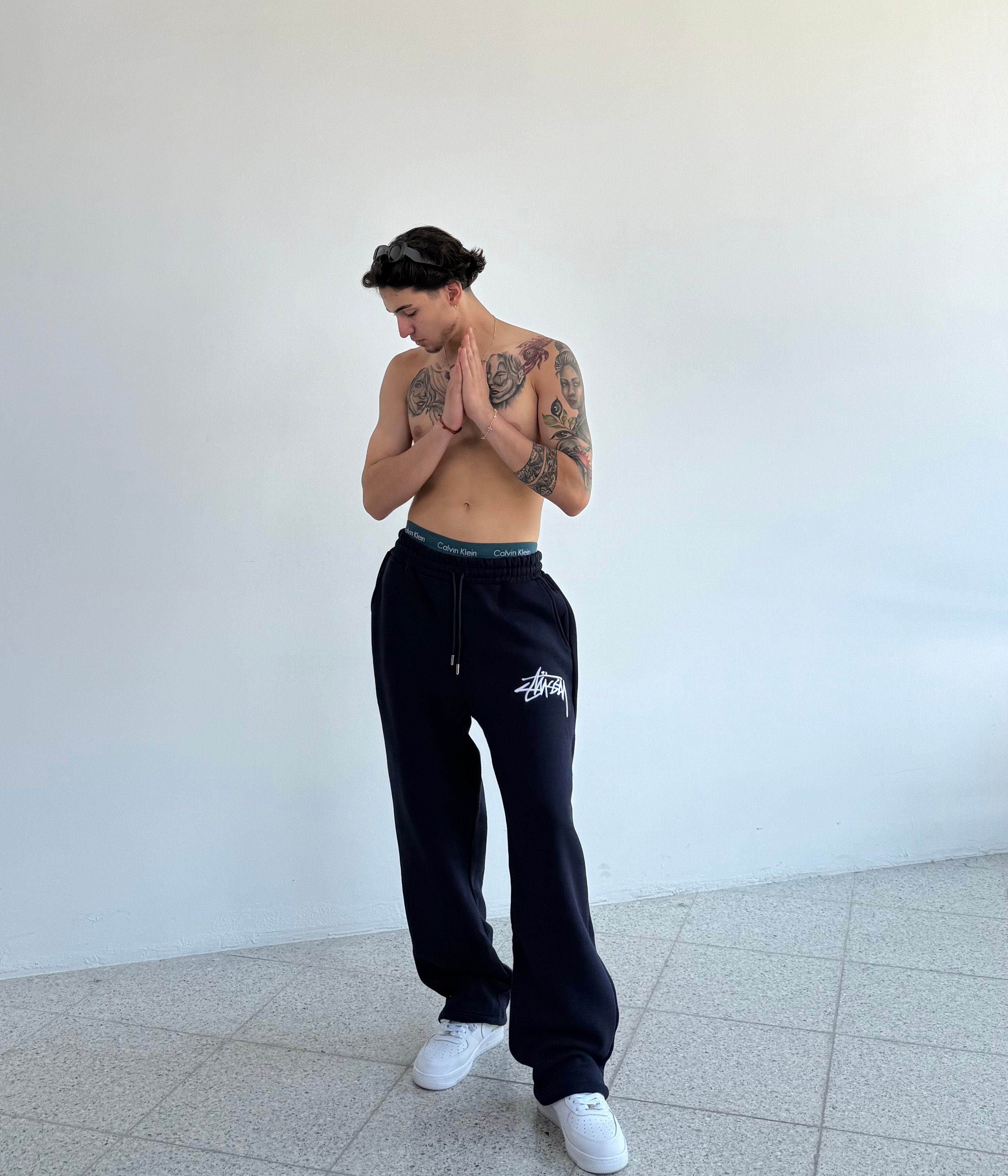 Kışlık Stussy Nakış Detay 3 İplik Şardonlu  Eşofman - lacivert