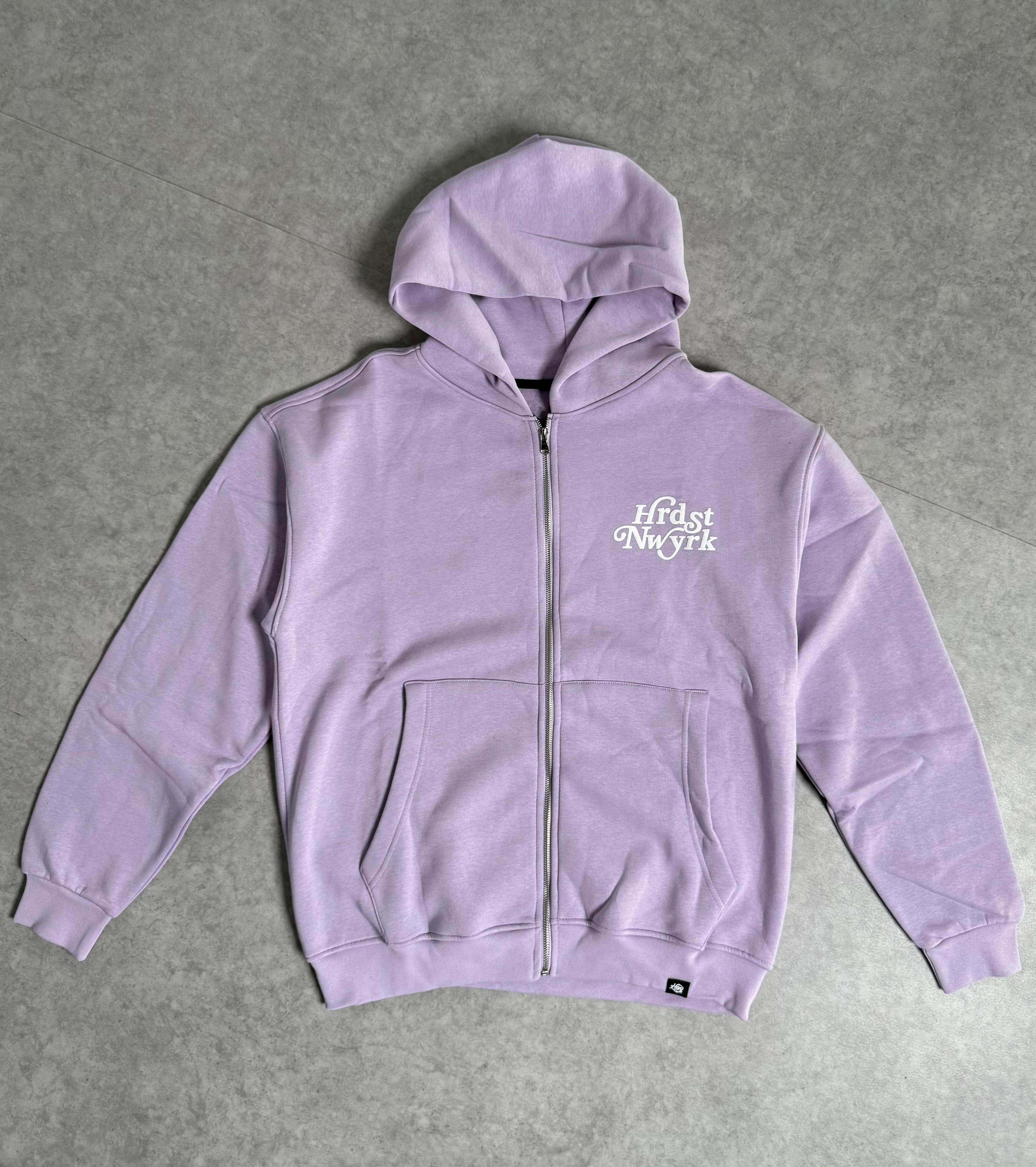 HRDST NWYRK Baskılı Oversize Zipp Hoodie - lila