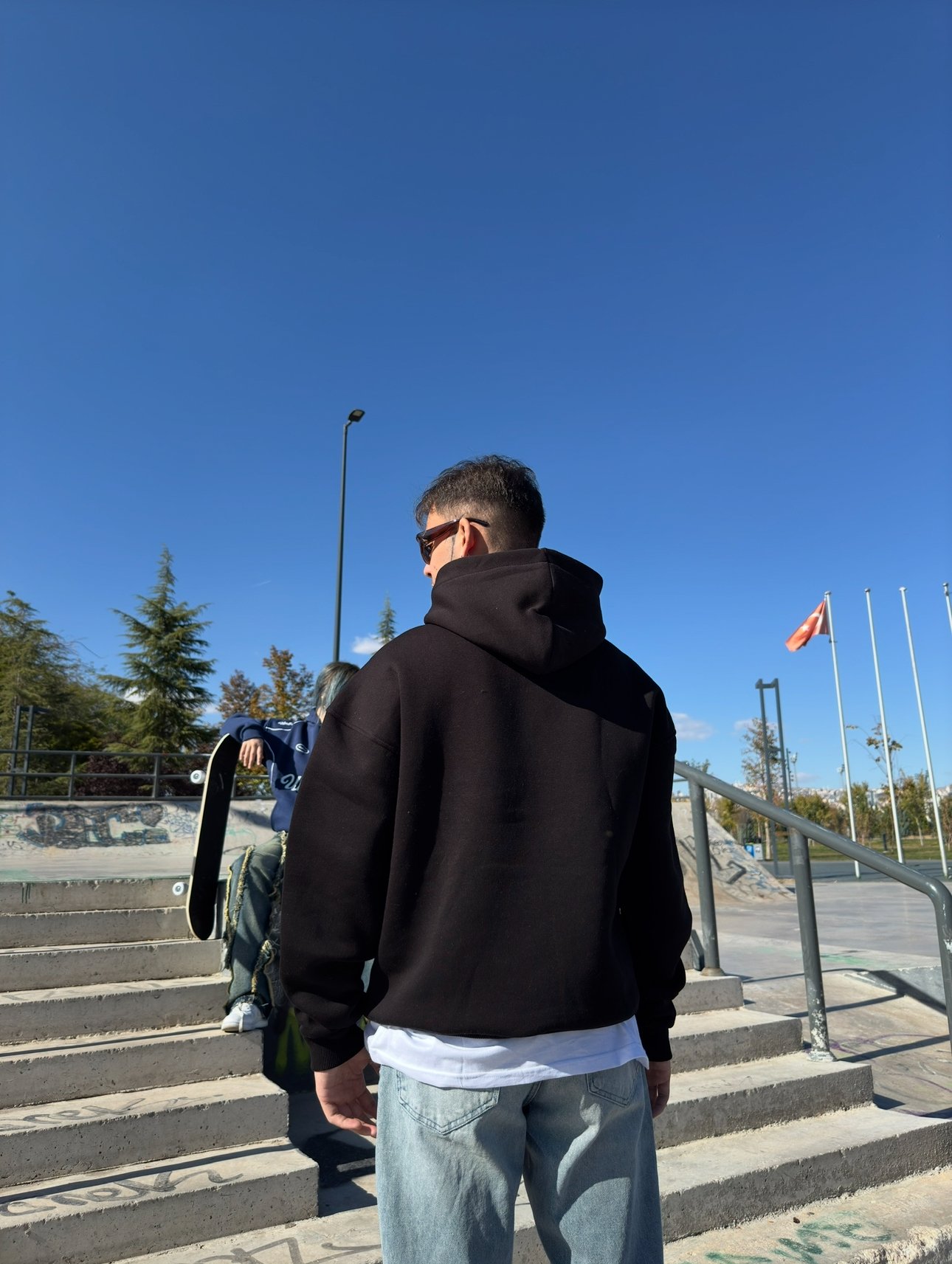 Baskılı Biye Geçişli Oversize Sweatshirt