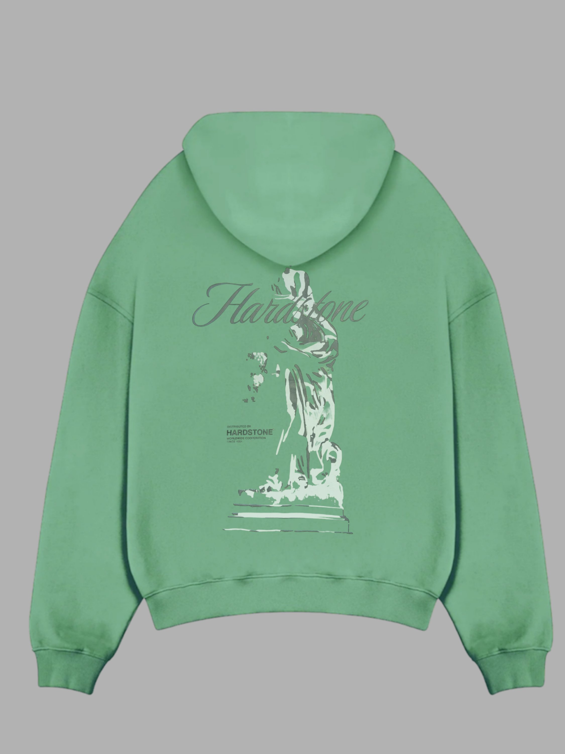 Statue Baskılı Oversize Sweatshırt - yeşil