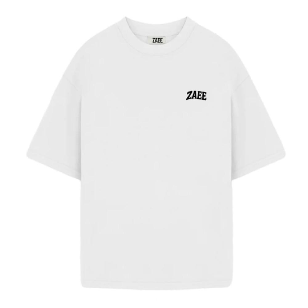 ZAEE Nakışlı Oversize Premium Tişört - Beyaz
