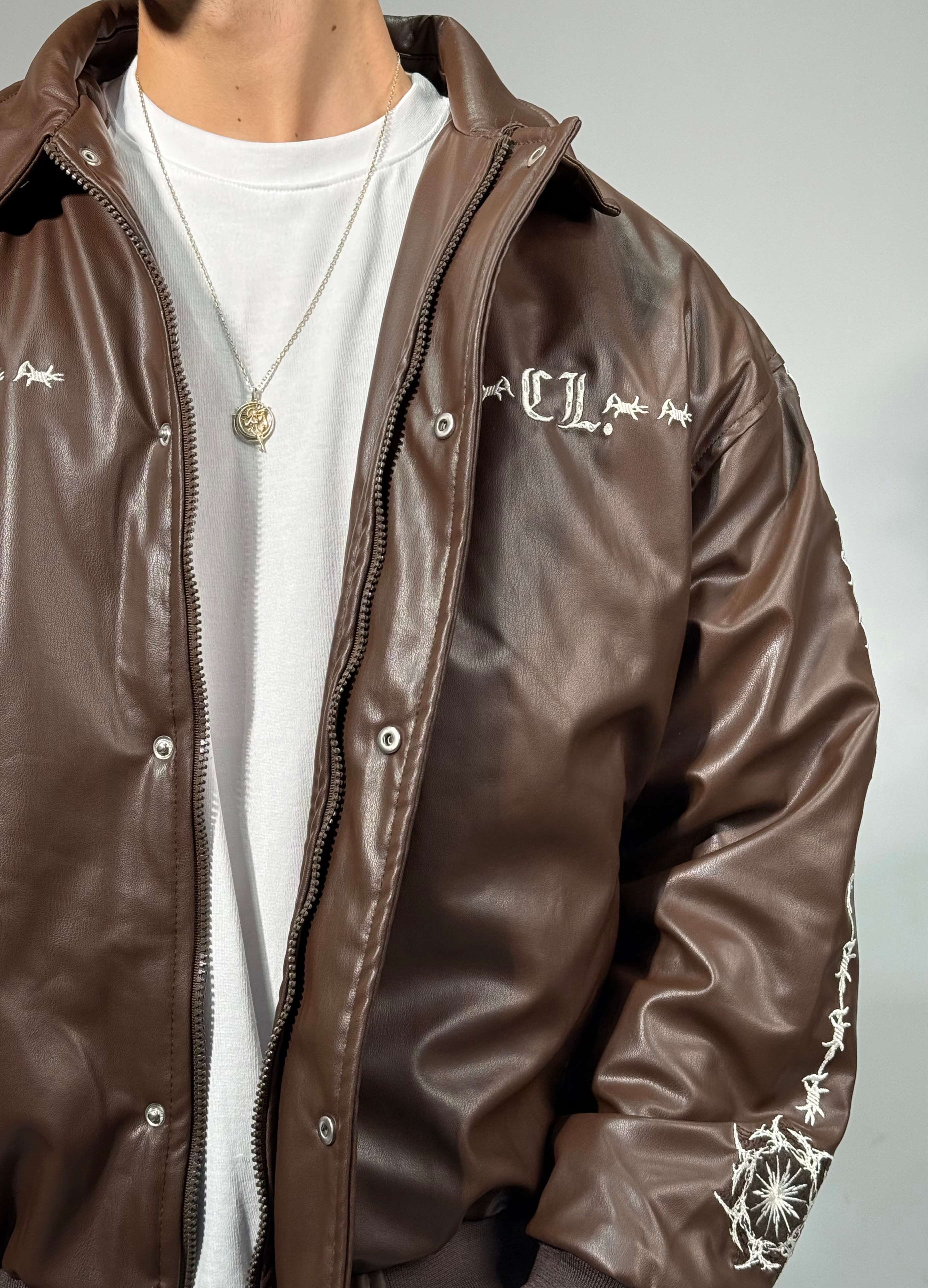 Nakışlı Özel Seri Premium Oversize unisex Deri Ceket 