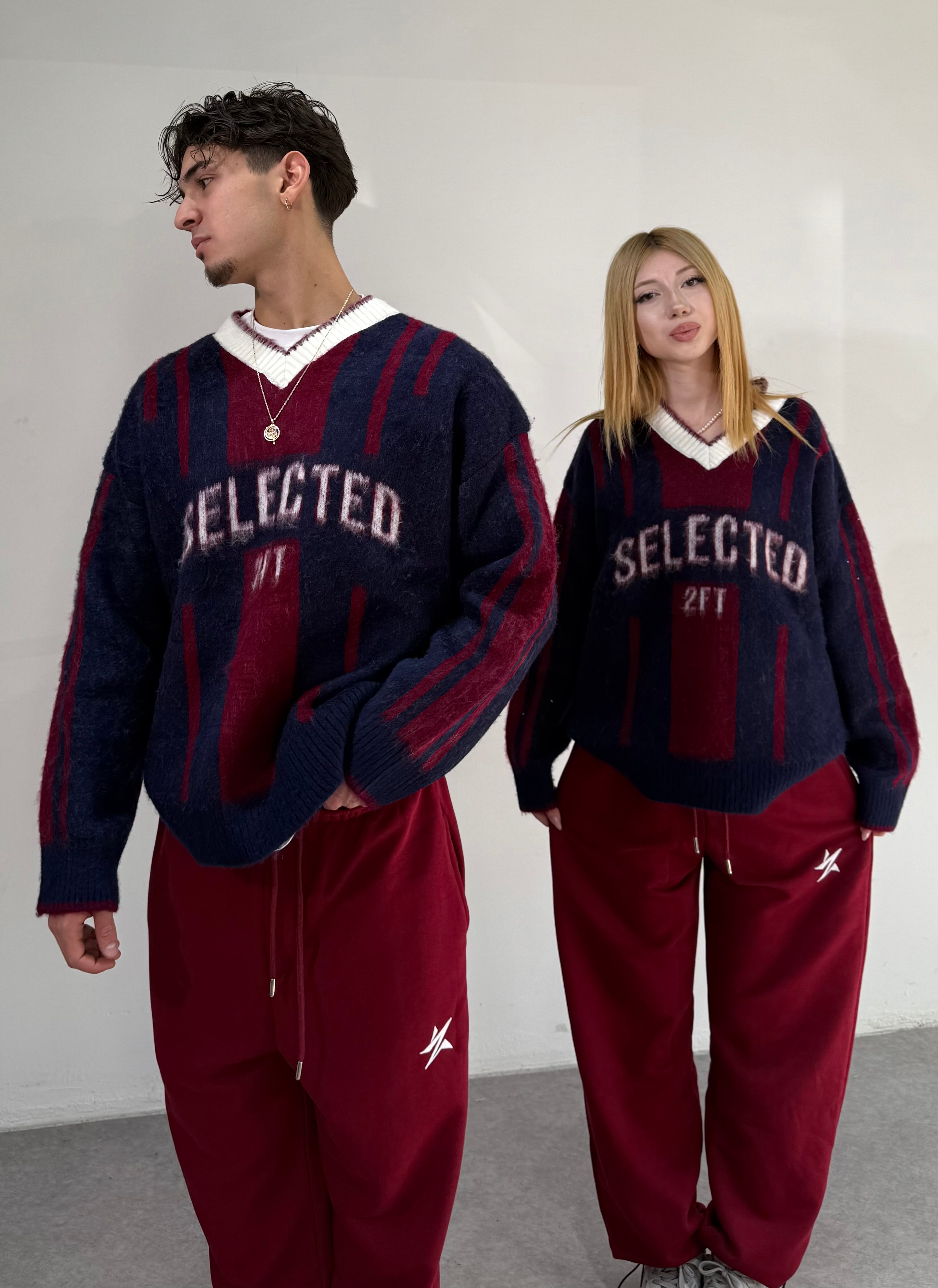 Özel Seri Yaka Oversize Triko Kazak  - Bordo