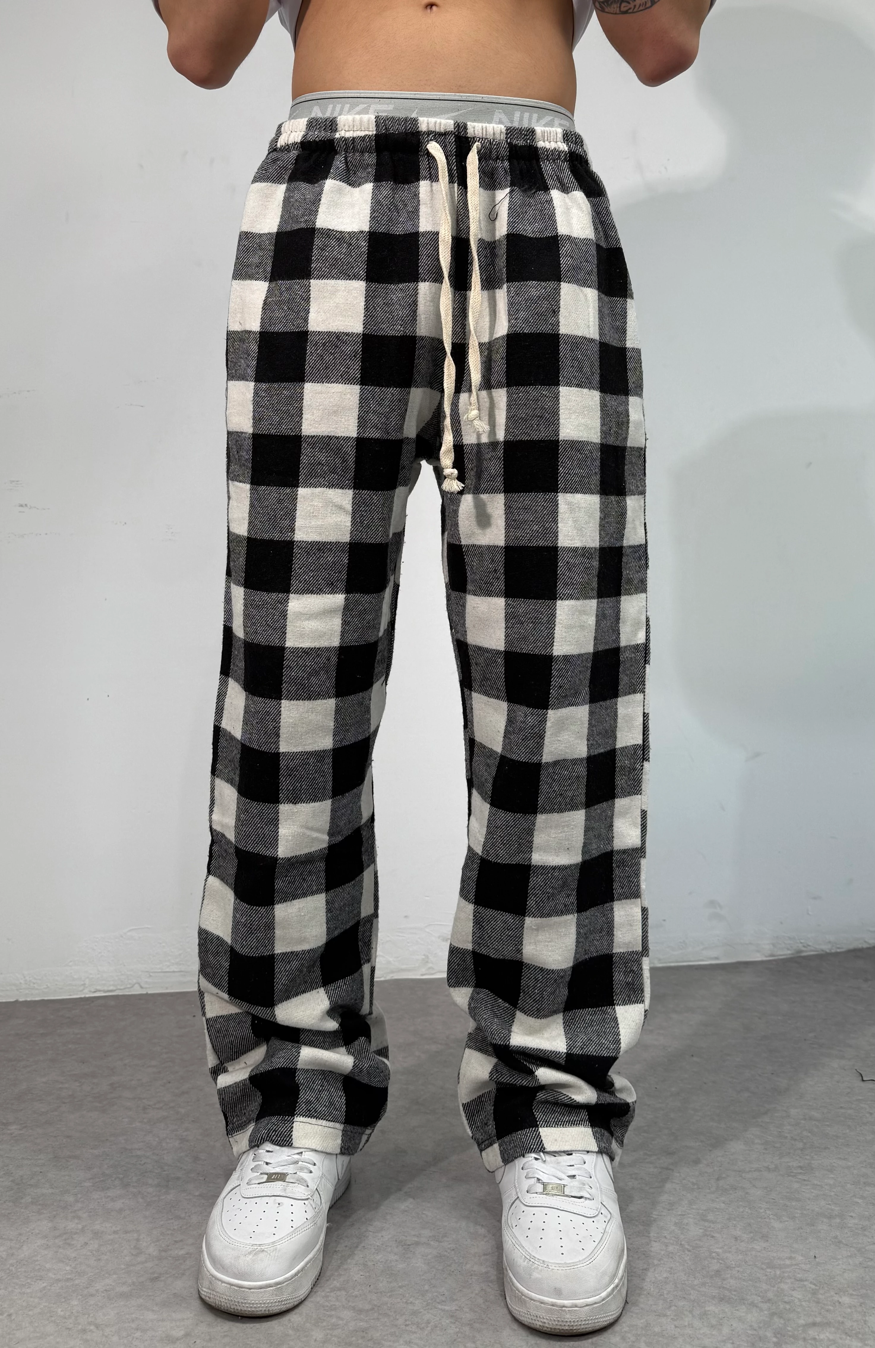 Kışlık  Kumaş Ekose Kareli Pijama Alt