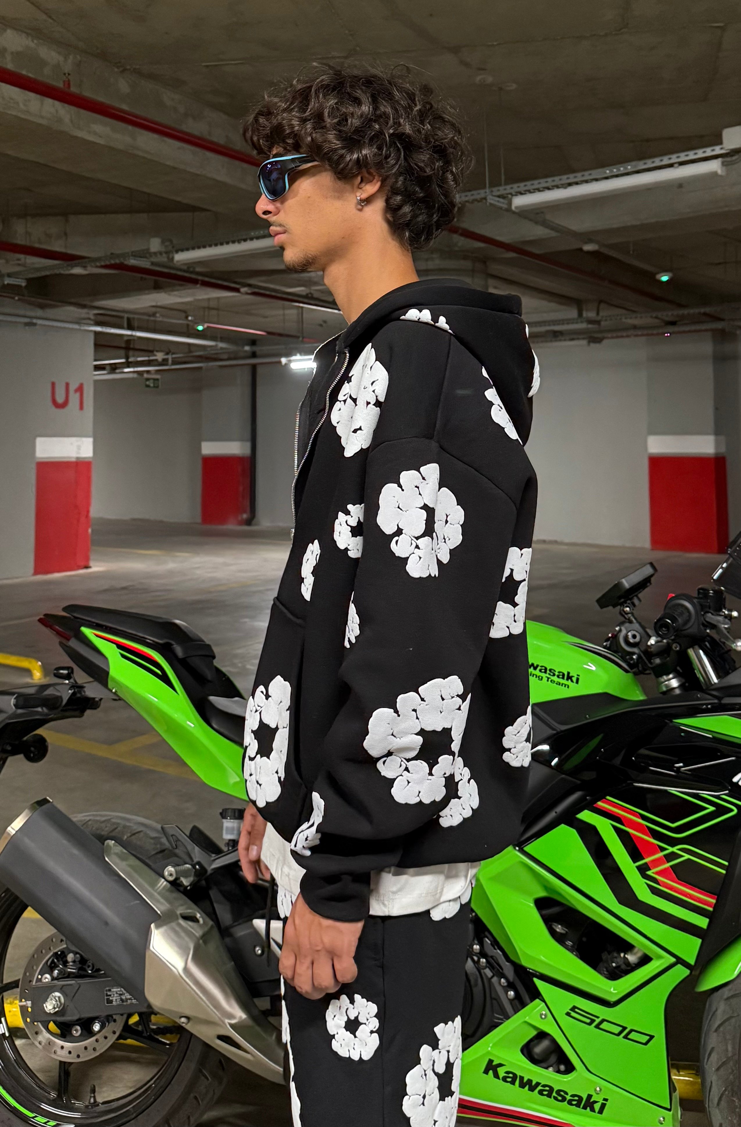 D. Tears Baskılı Oversize Zipp Hoodie