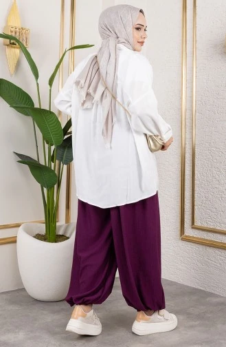 BELİ LASTİKLİ ŞALVAR PANTOLON MÜRDÜM