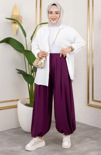 BELİ LASTİKLİ ŞALVAR PANTOLON MÜRDÜM