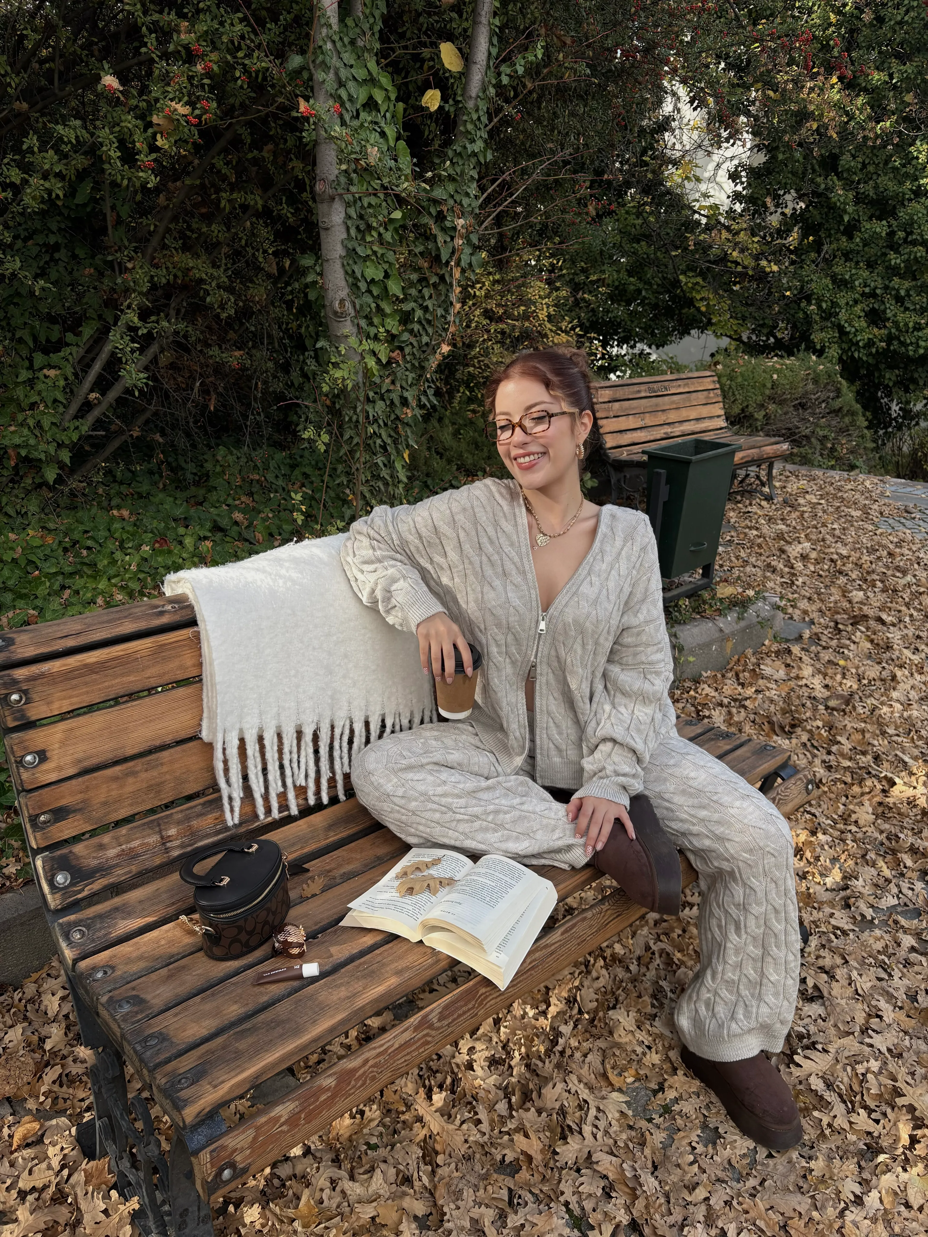 Taş Rengi Örgü Triko Takım