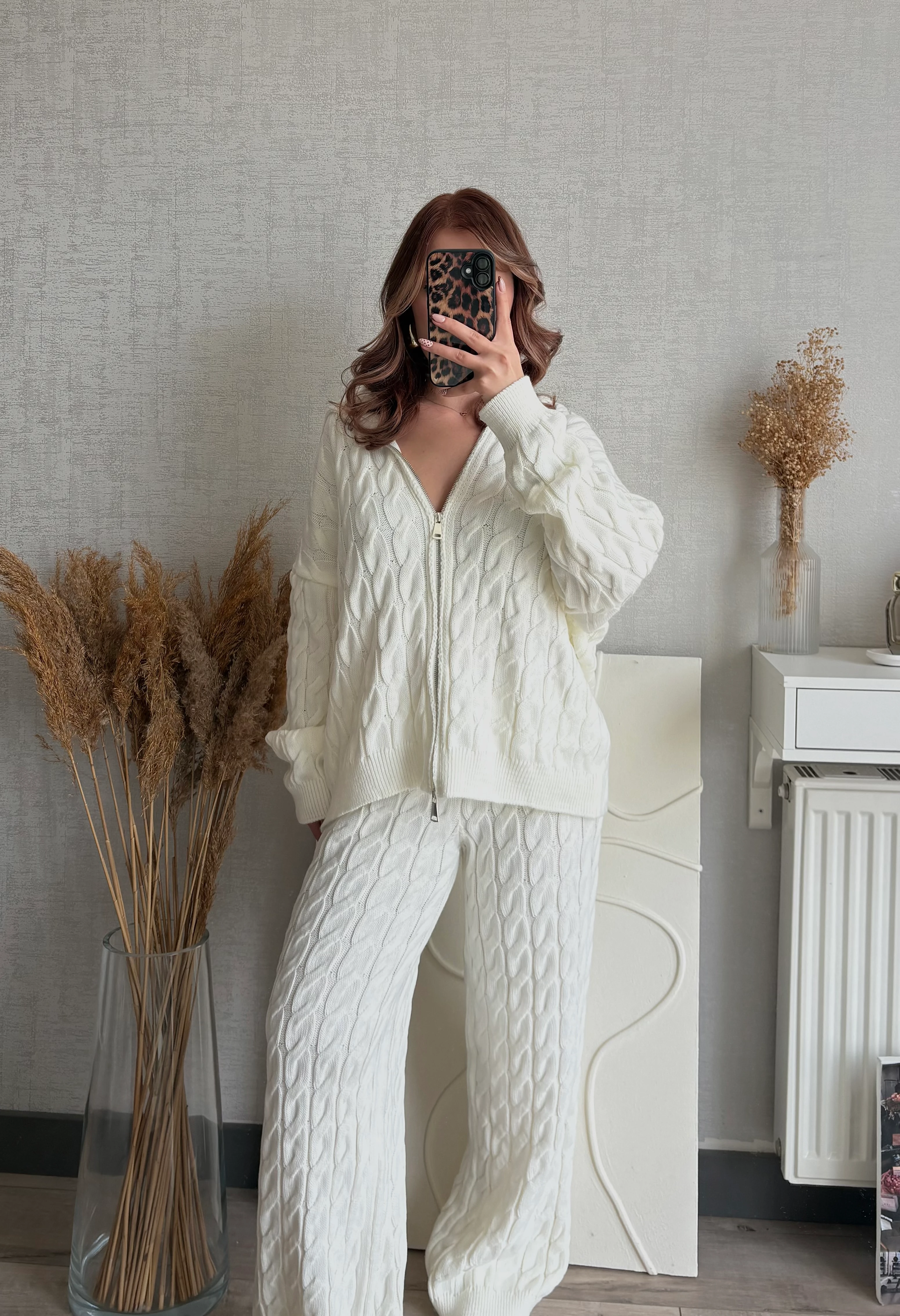 Ekru Örgü Triko Takım