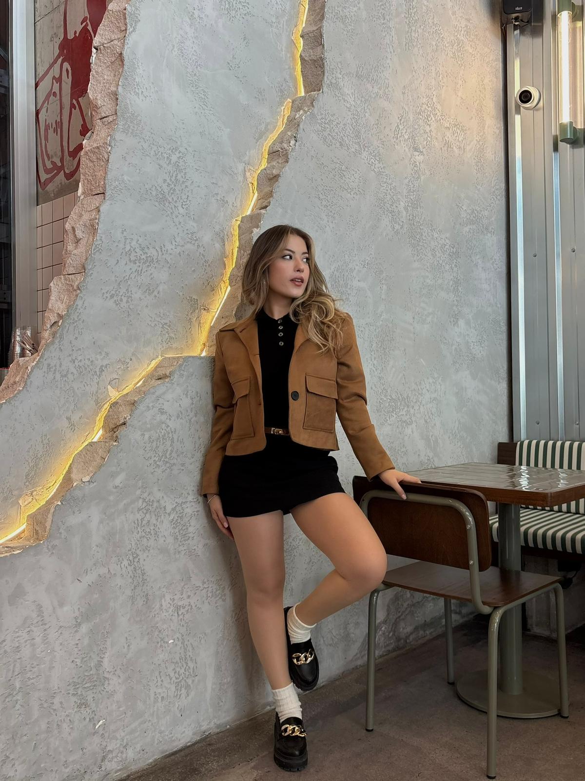 Kahverengi Düğmeli Süet Ceket