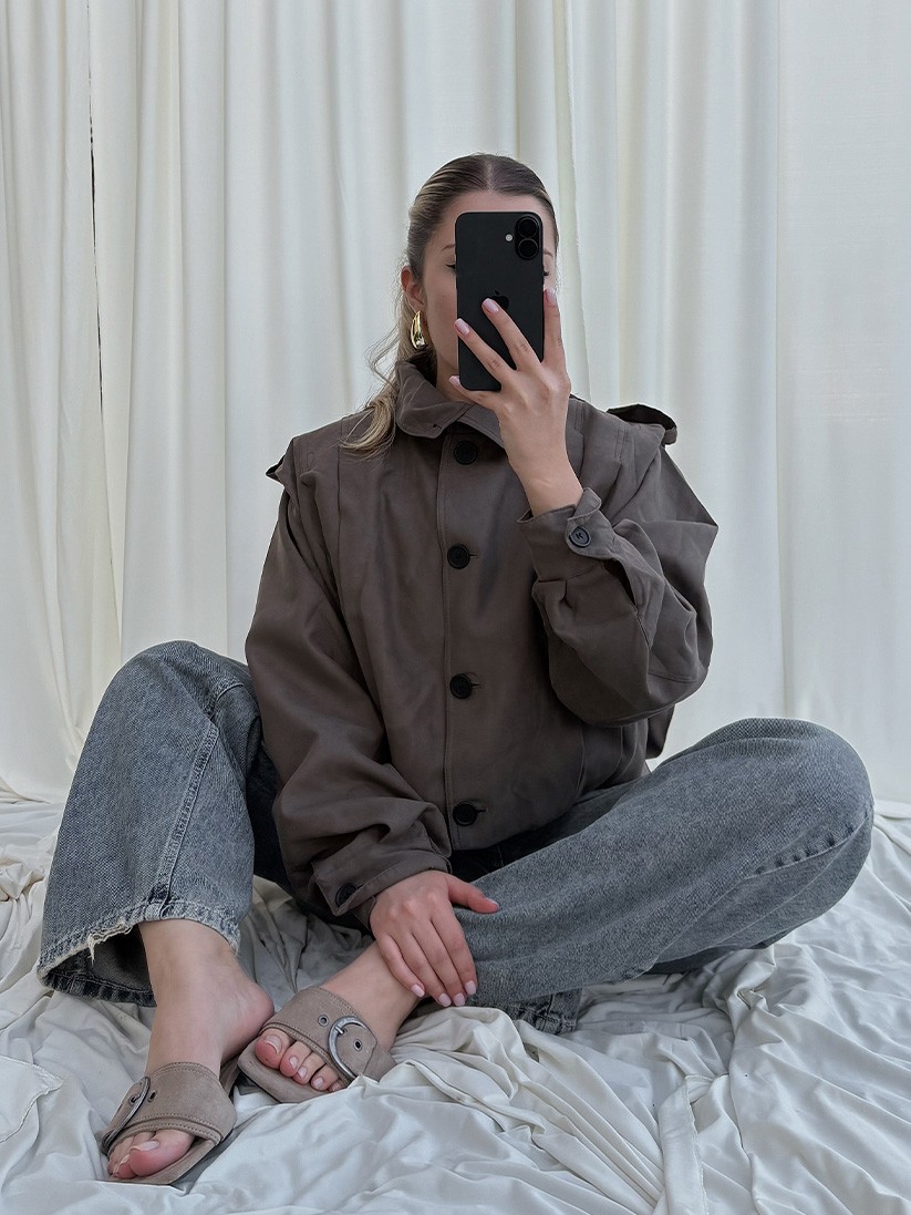 Süet Haki Bomber Ceket