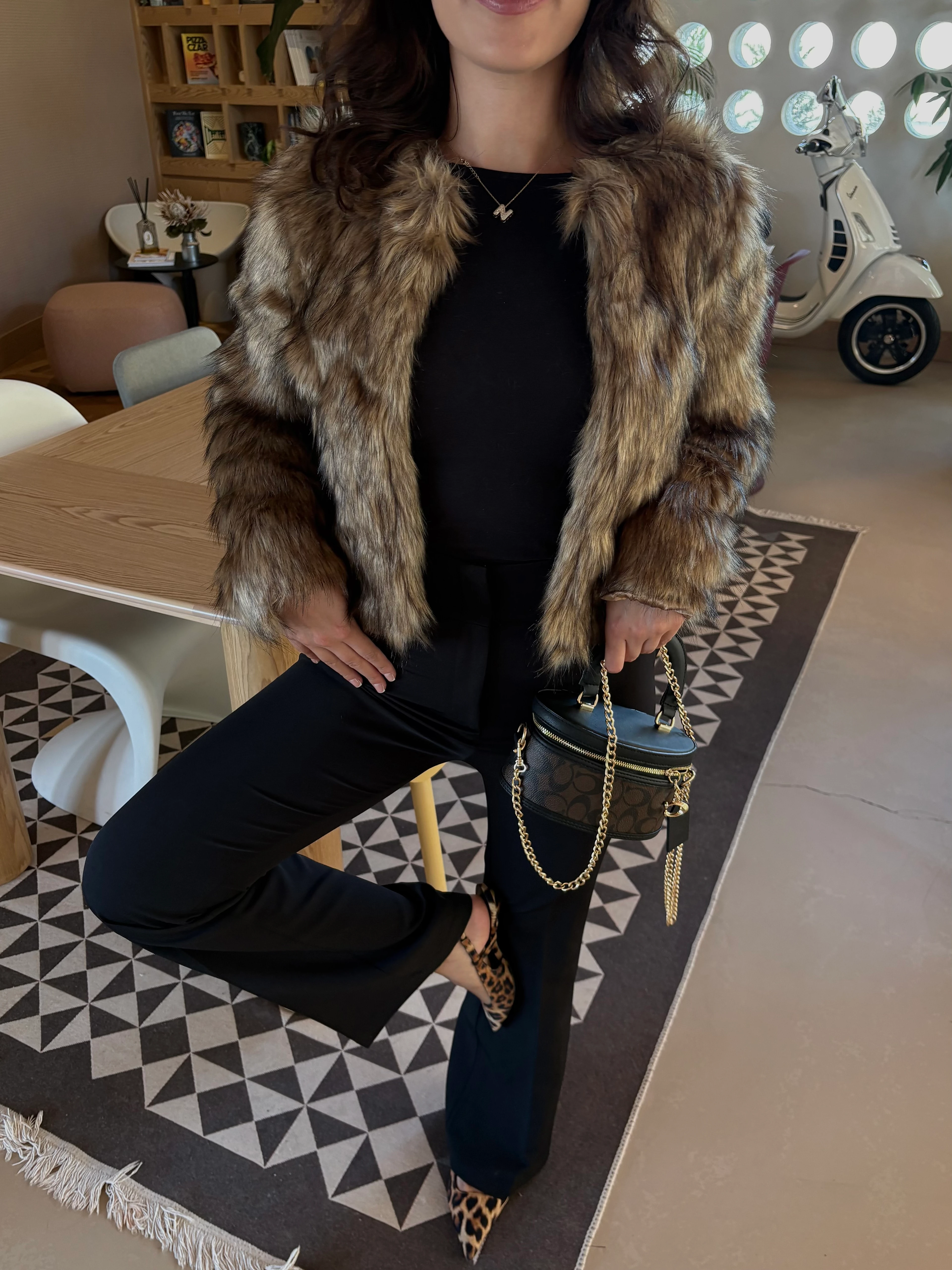 Kahverengi Crop Kürk