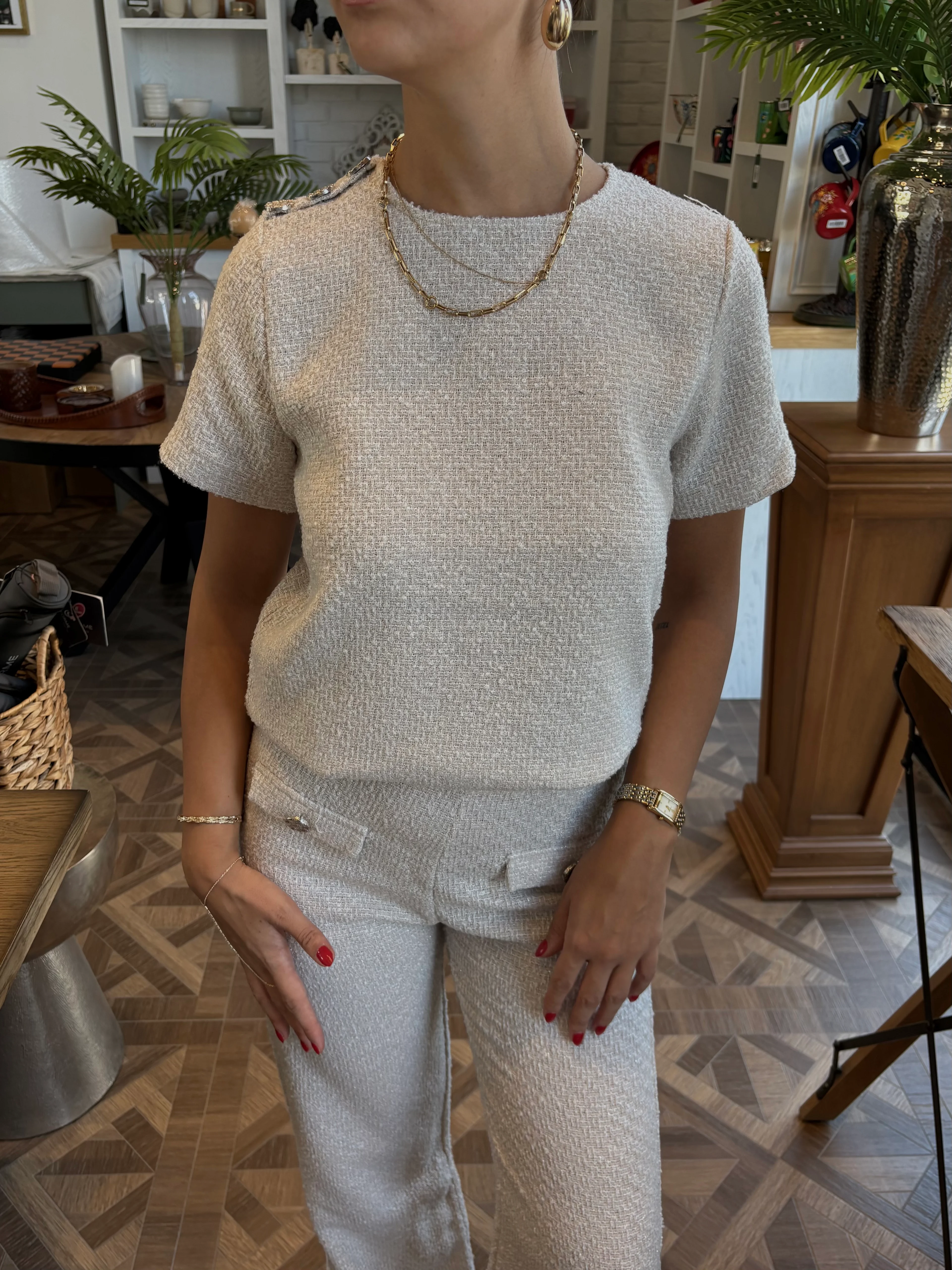 Krem Triko Alt & Üst Takım