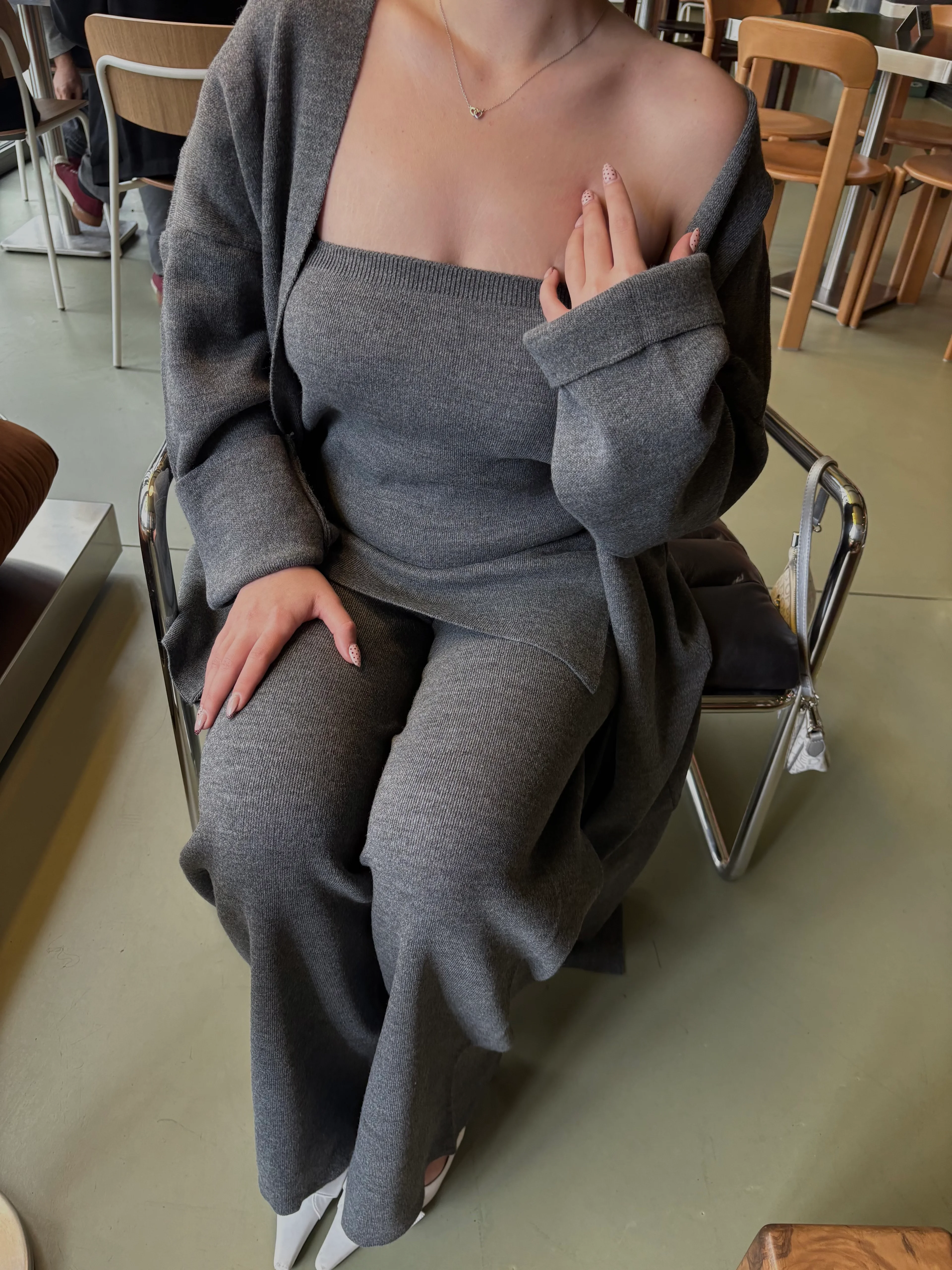 Triko Hırkalı Gri Takım