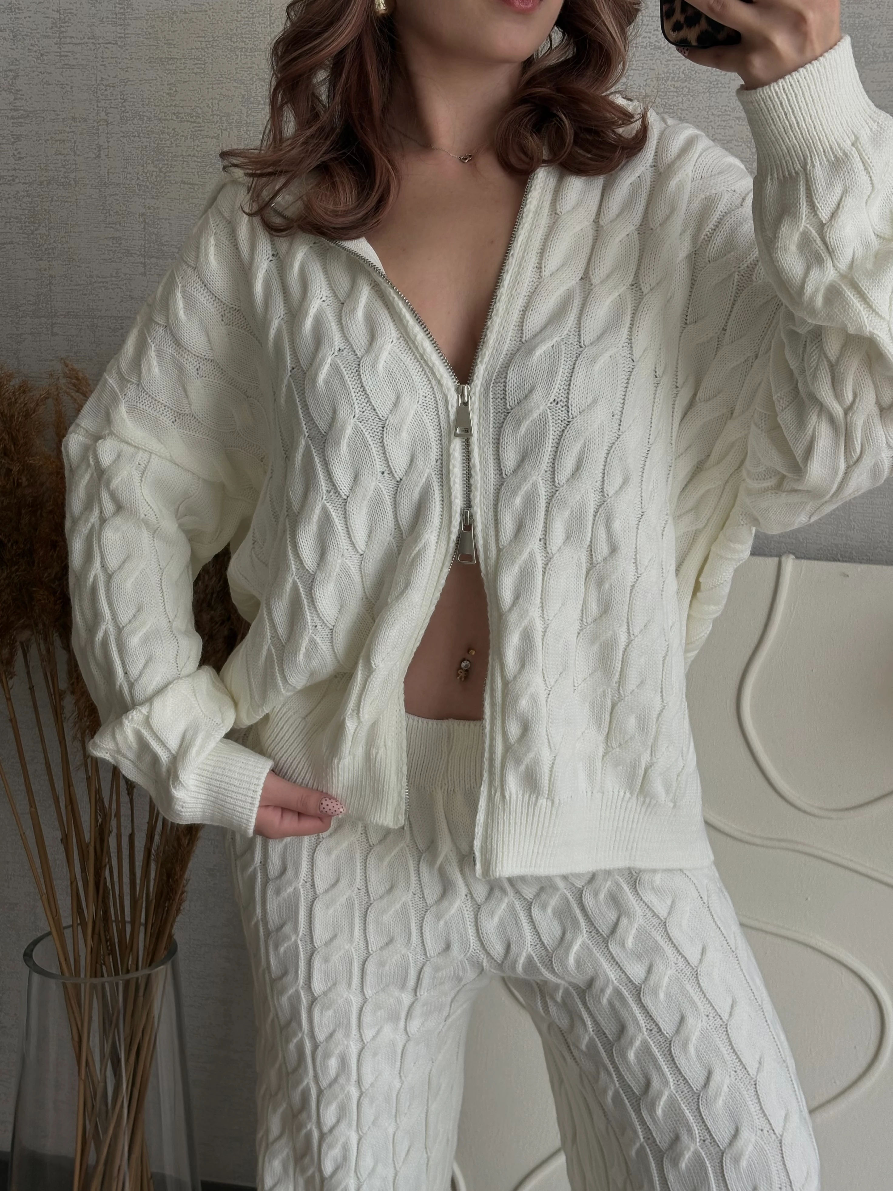 Ekru Örgü Triko Takım