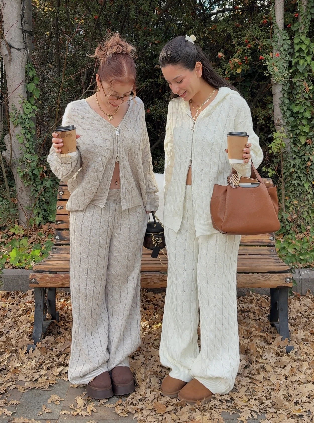 Taş Rengi Örgü Triko Takım