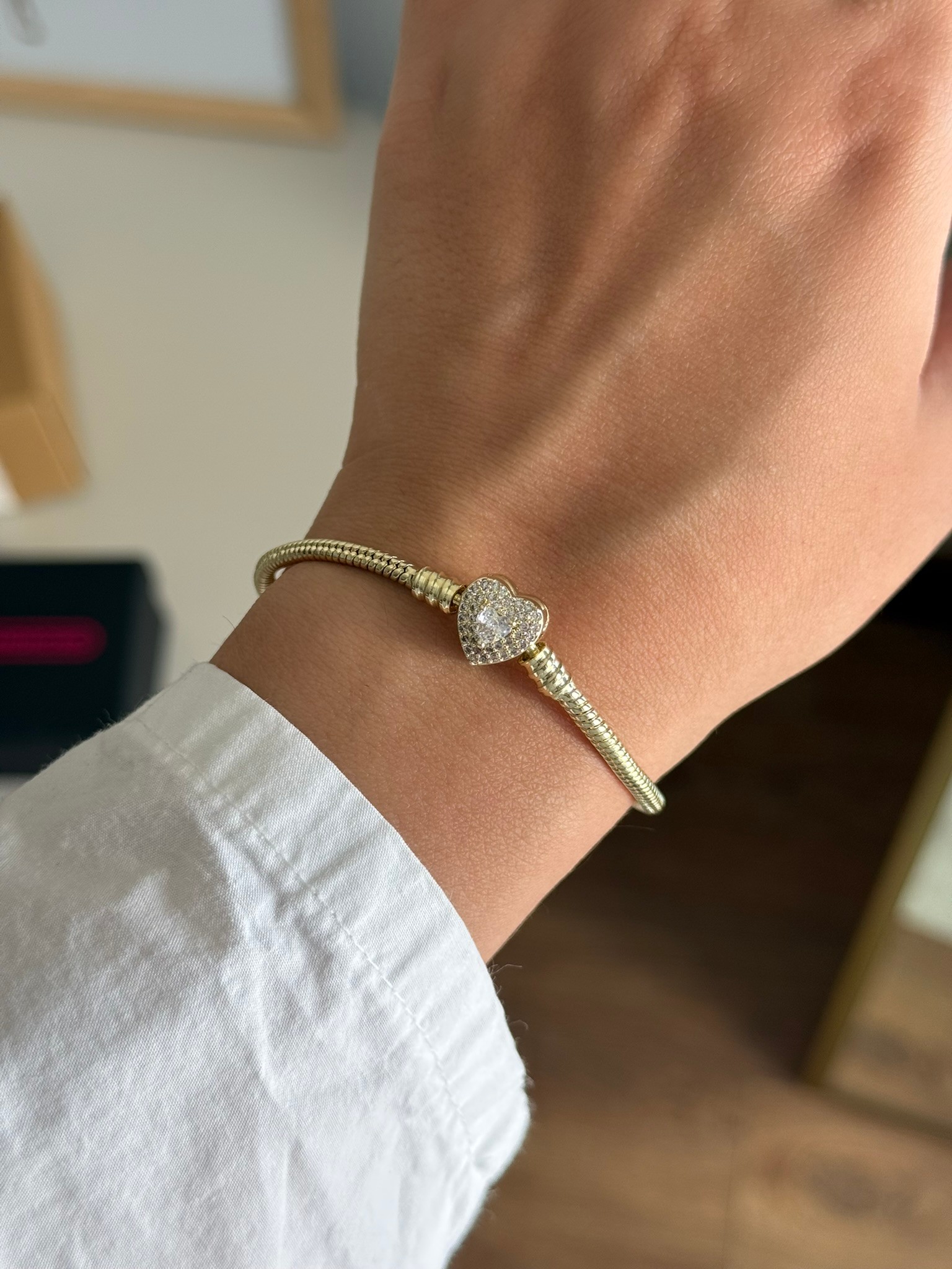 Shine Heart Klipsli Muadil Bileklik Gold