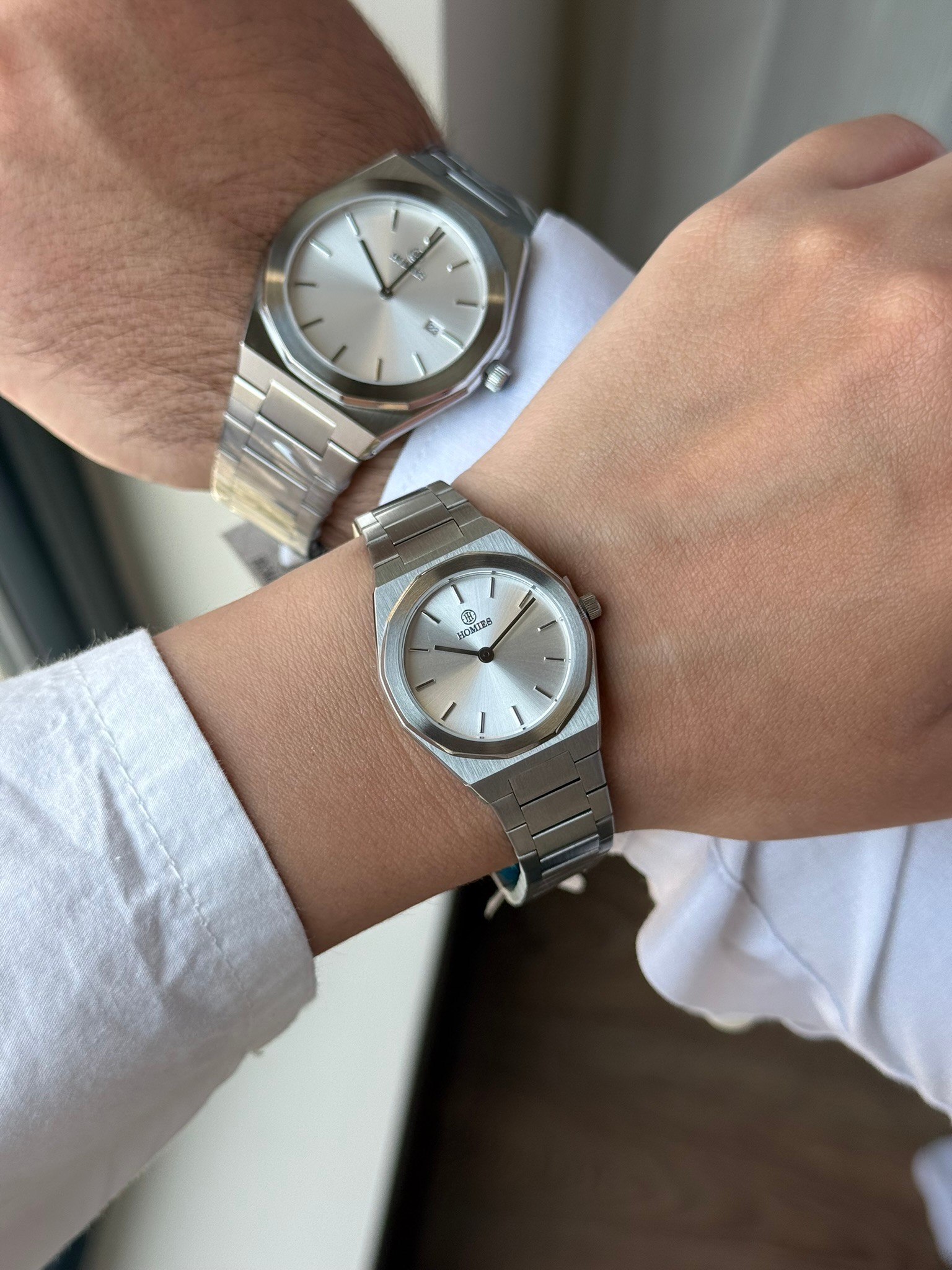 Homies Garantili Premium Çift Saati Gümüş (Beyaz Kadran) RSHMS-257