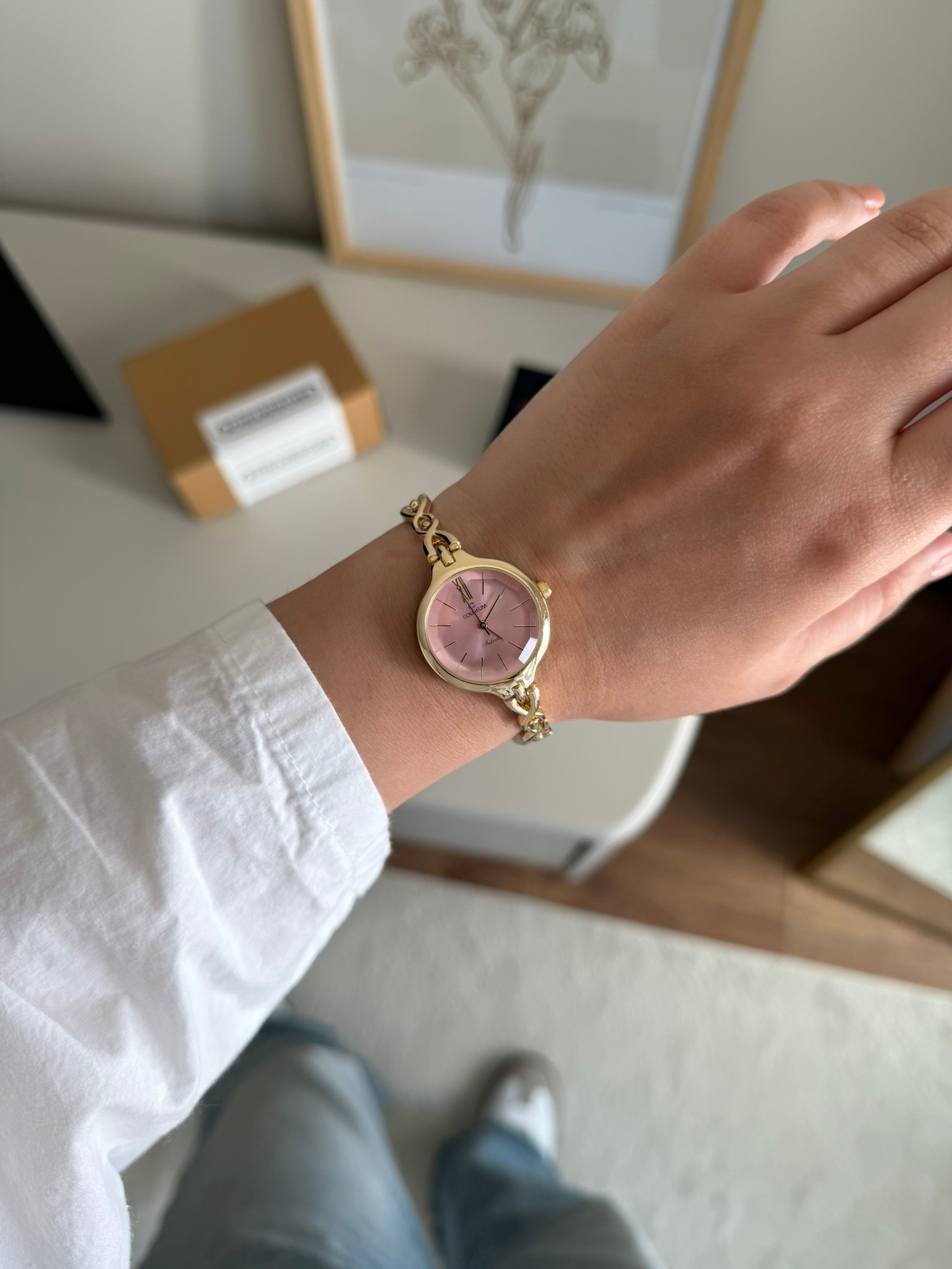 Wora İnce Kordon Kadın Kol Saati Gold (Pembe Kadran)