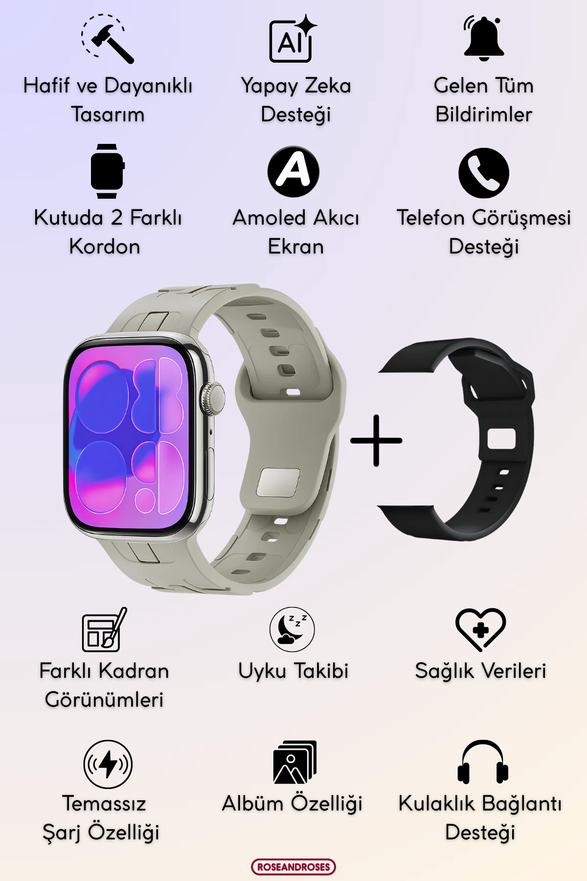 HK11 Mini Çok Fonksiyonel Akıllı Saat - Gümüş