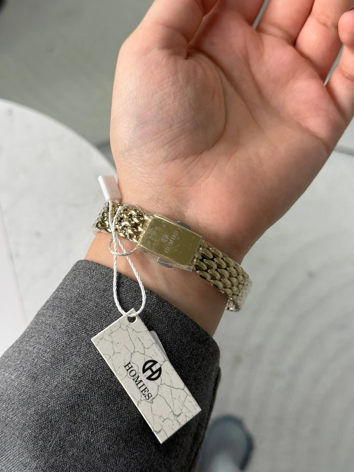 Homies Mekanizma Garantili Özel Kutulu Kadın Kol Saati Gold Kordon (Beyaz Kadran)